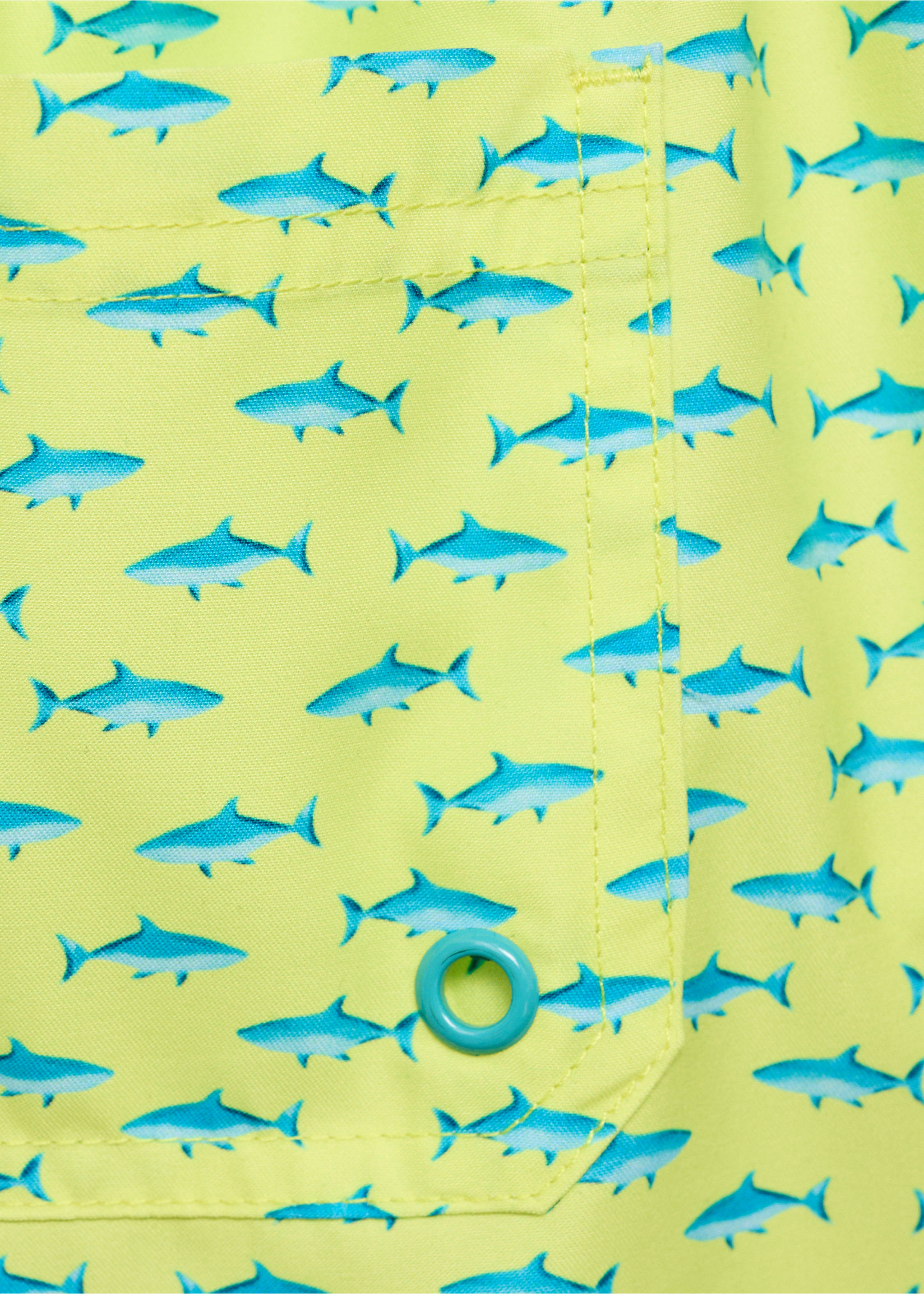 Shark-print swimsuit - Details of the article 0, Lime. Ref: 87018273-00.