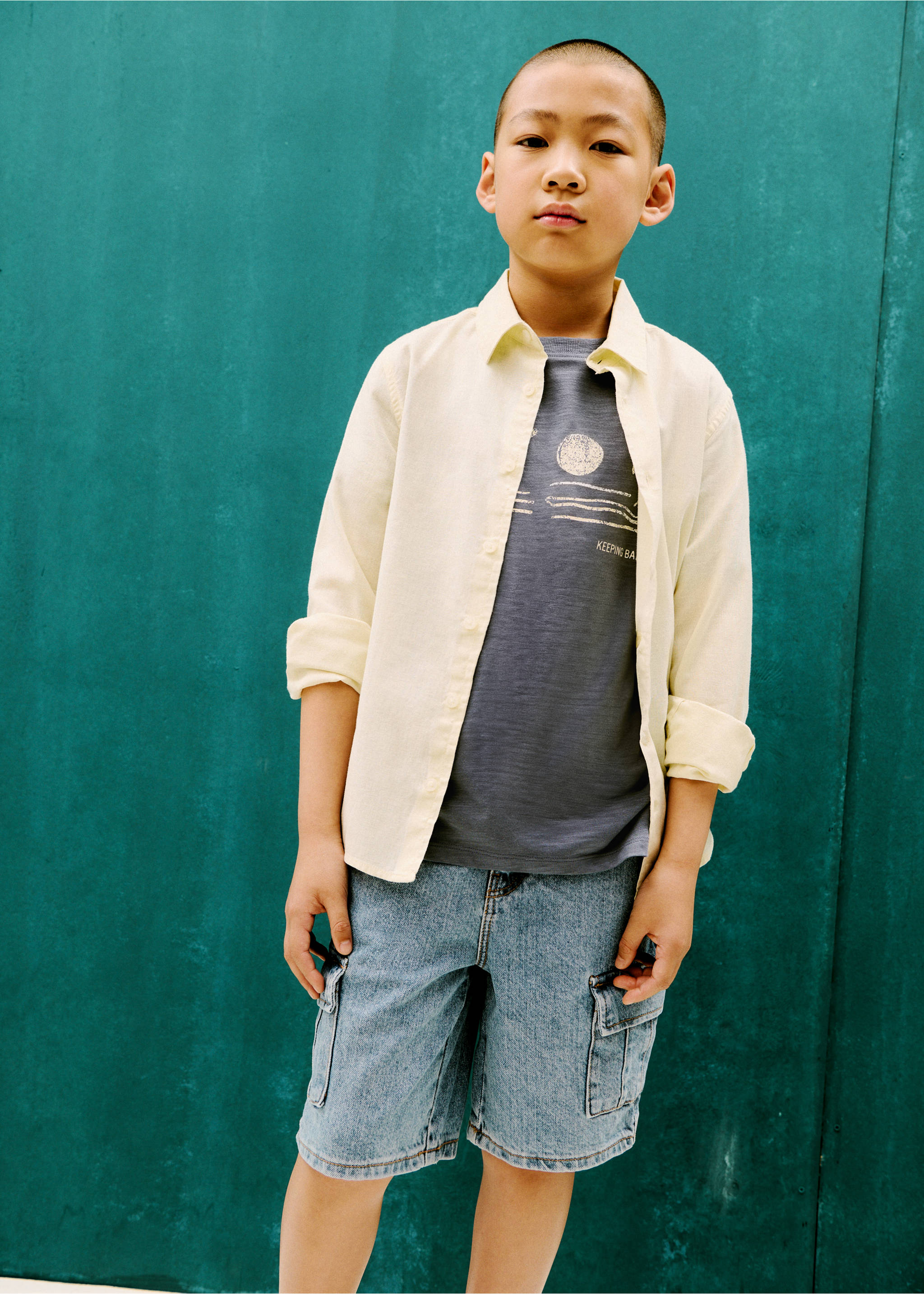 Palm print T-shirt - Medium plane, Blue. Ref: 87018278-00.