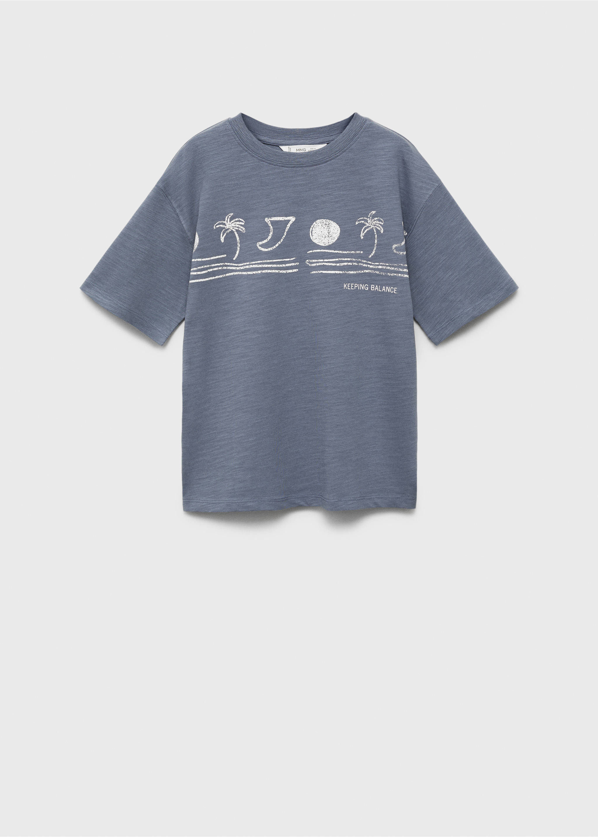 Palm print T-shirt - Article without model, Blue. Ref: 87018278-00.