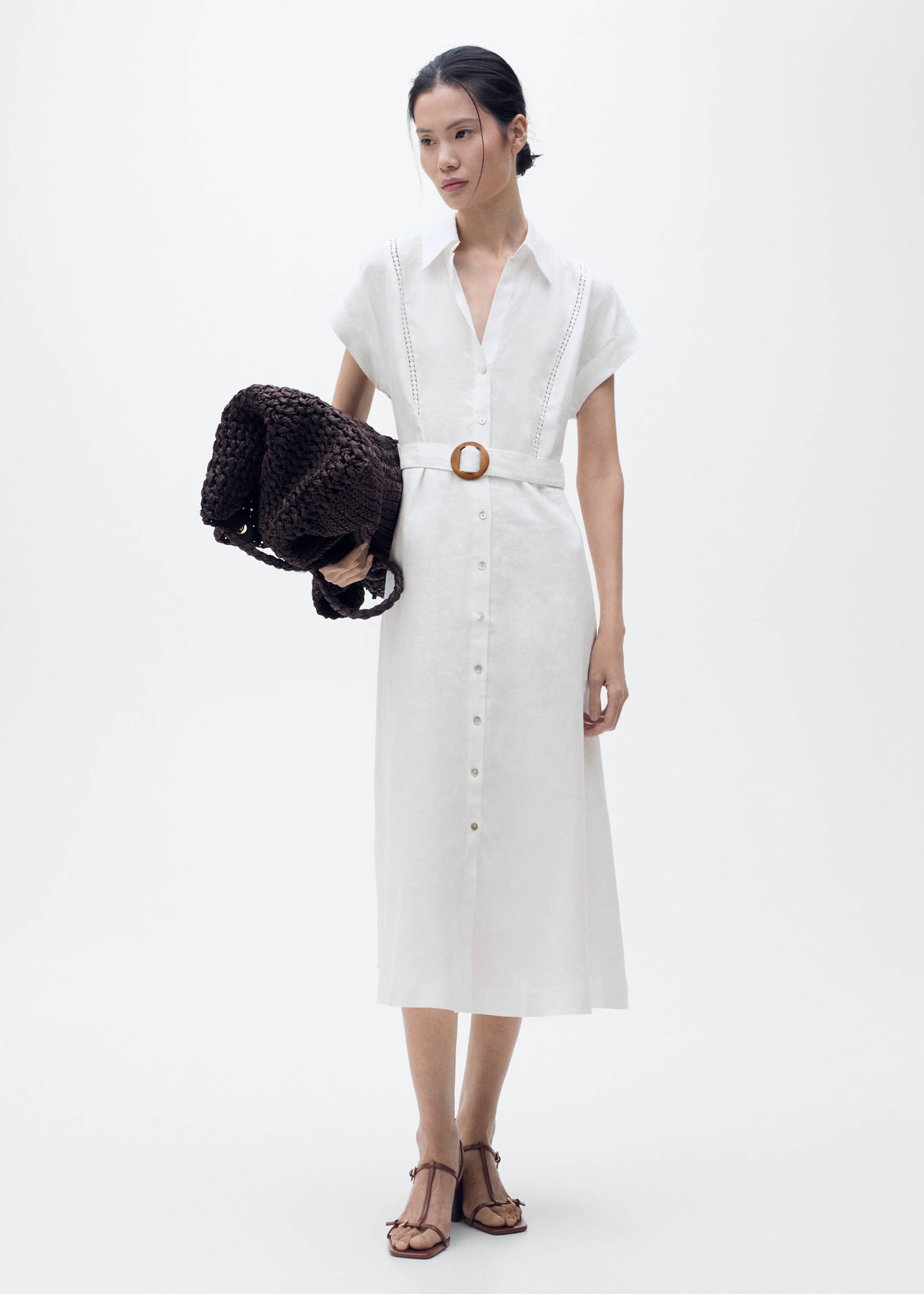 Belt linen dress - General plane
