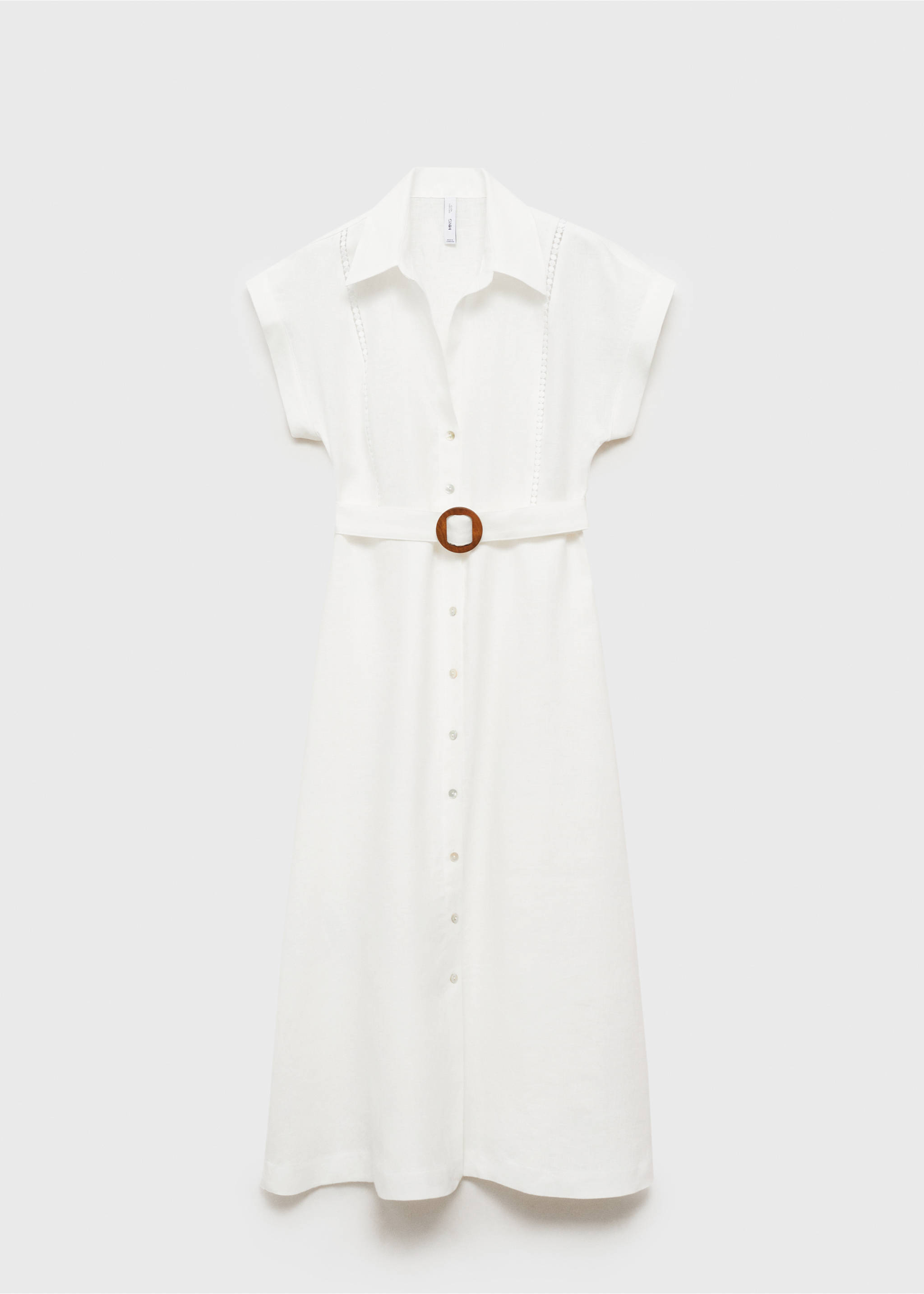 Belt linen dress - Article without model, White. Ref: 87018644-00.