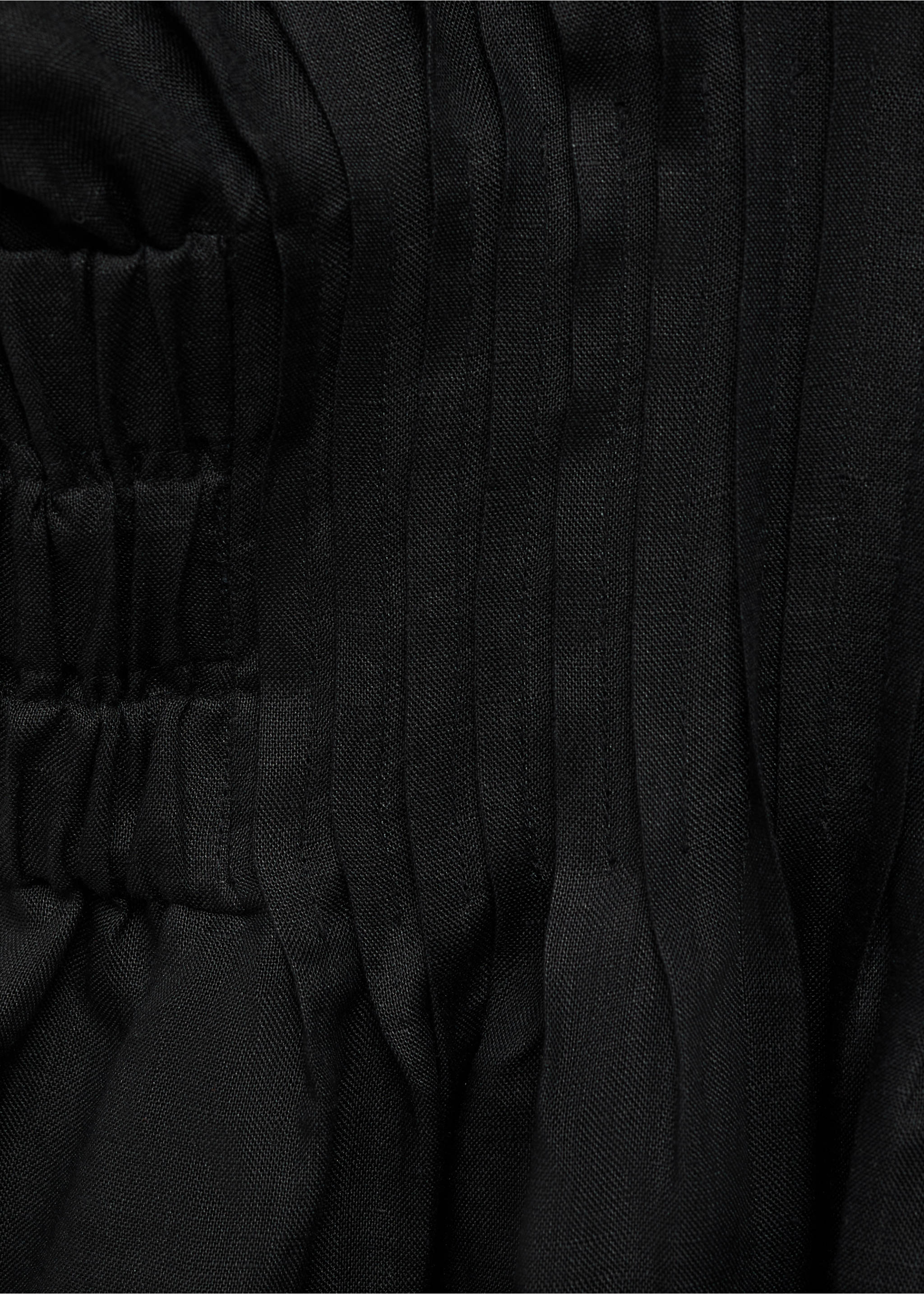 Vestido largo lino panel fruncido - Detalle del artículo 0, Negro. Ref: 87018645-00.