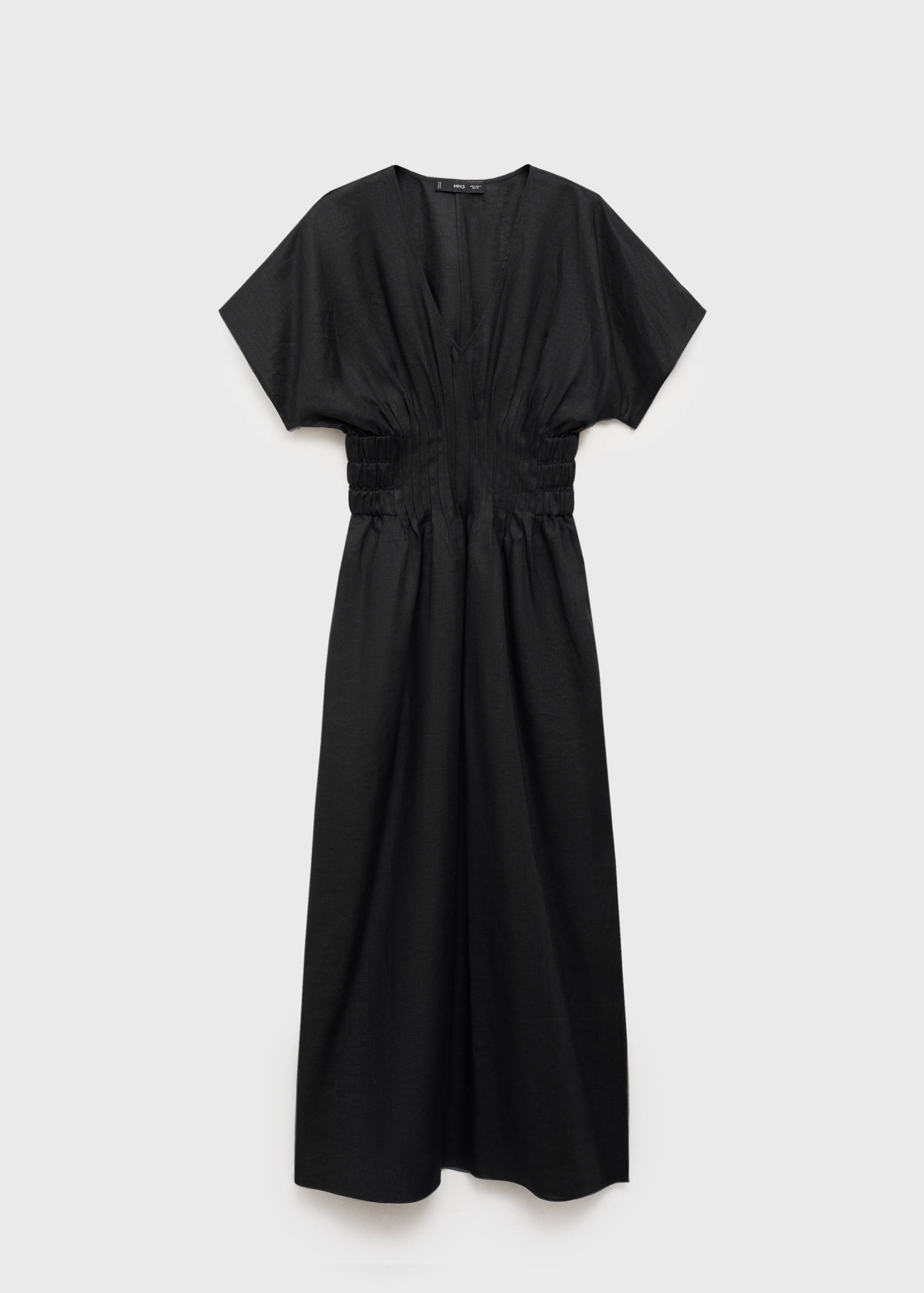 Long linen dress with gathered panel - Article without model