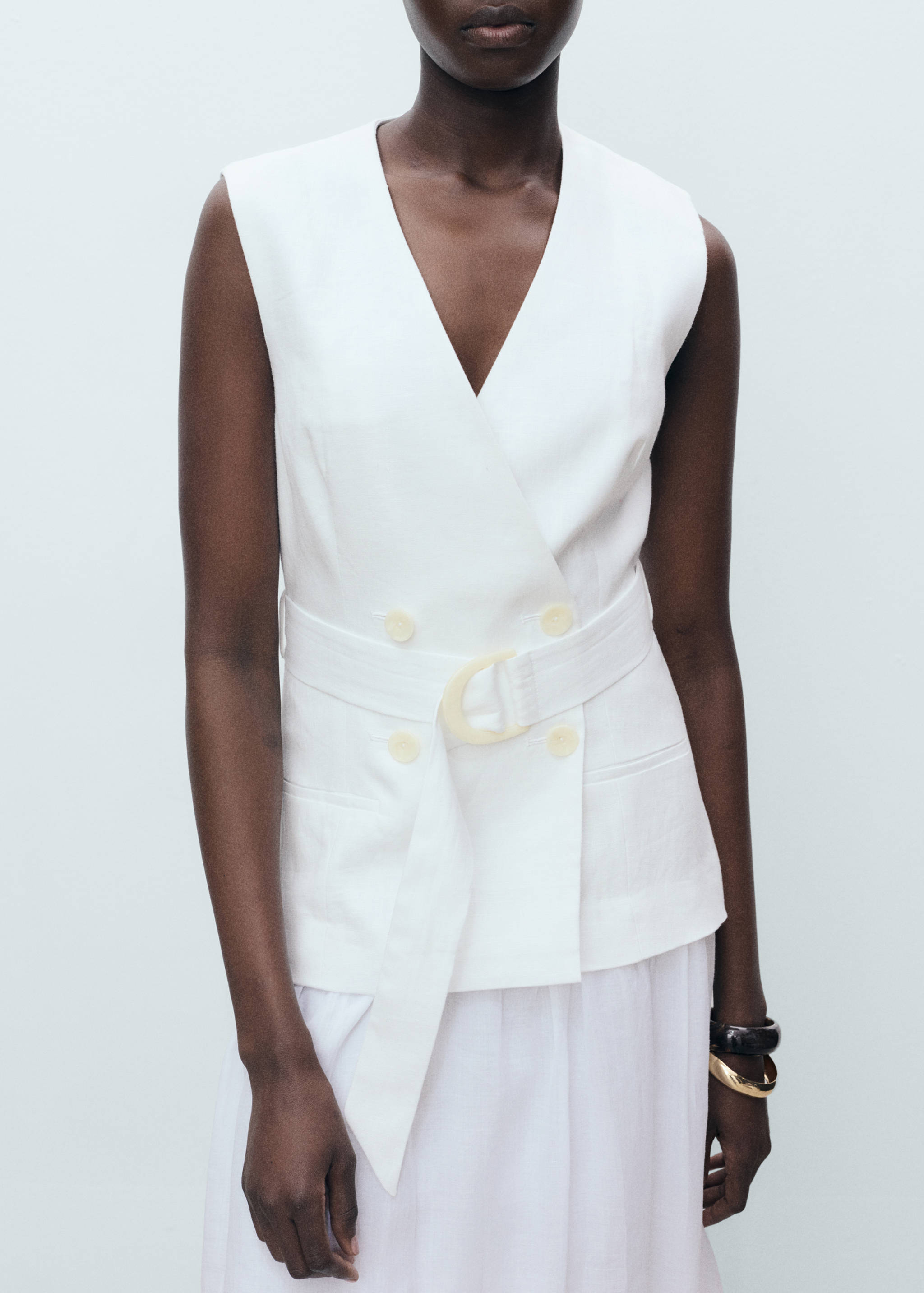 Linen and ramie dress with belt - Details of the article 6