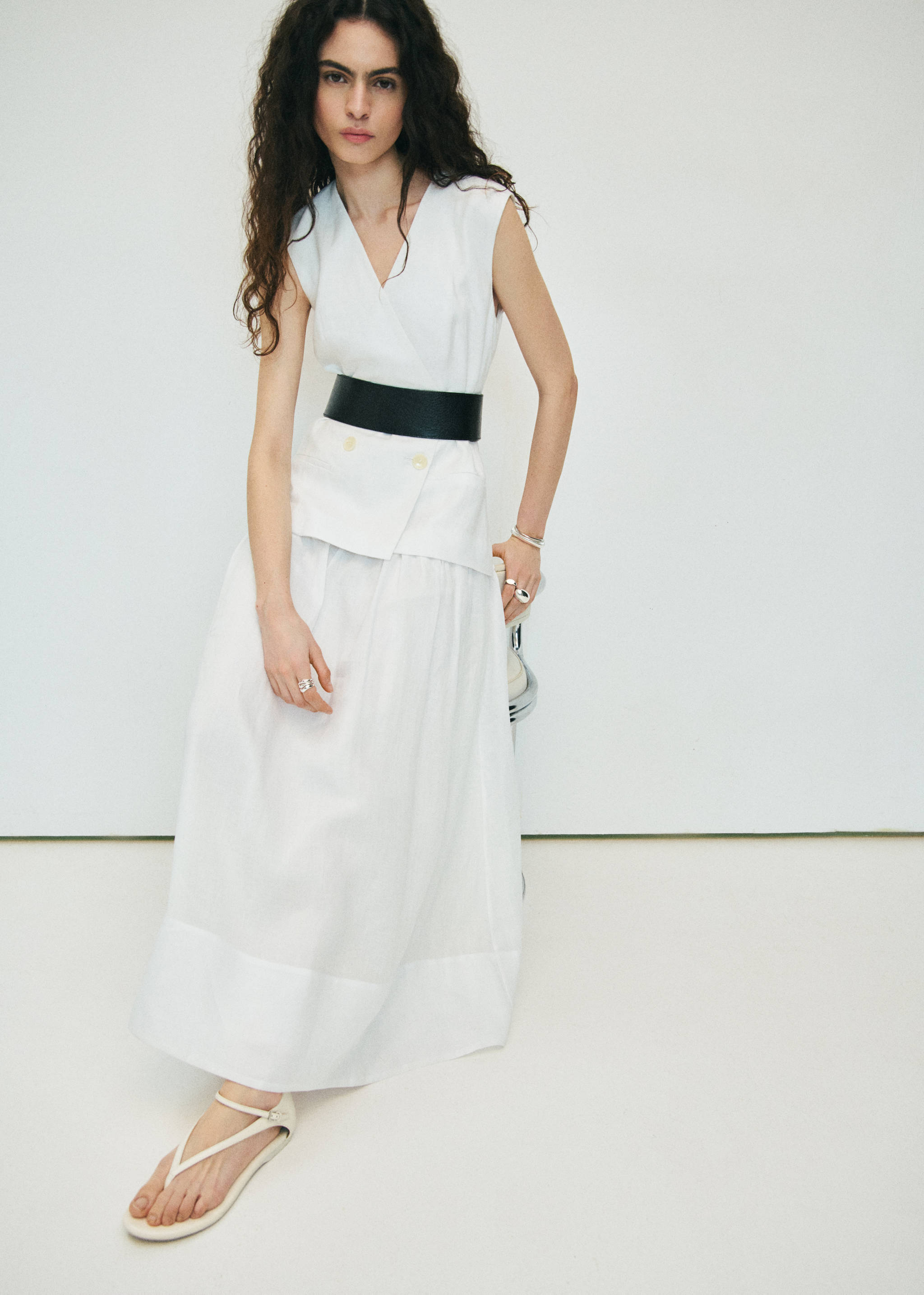 Linen and ramie dress with belt - Details of the article 7