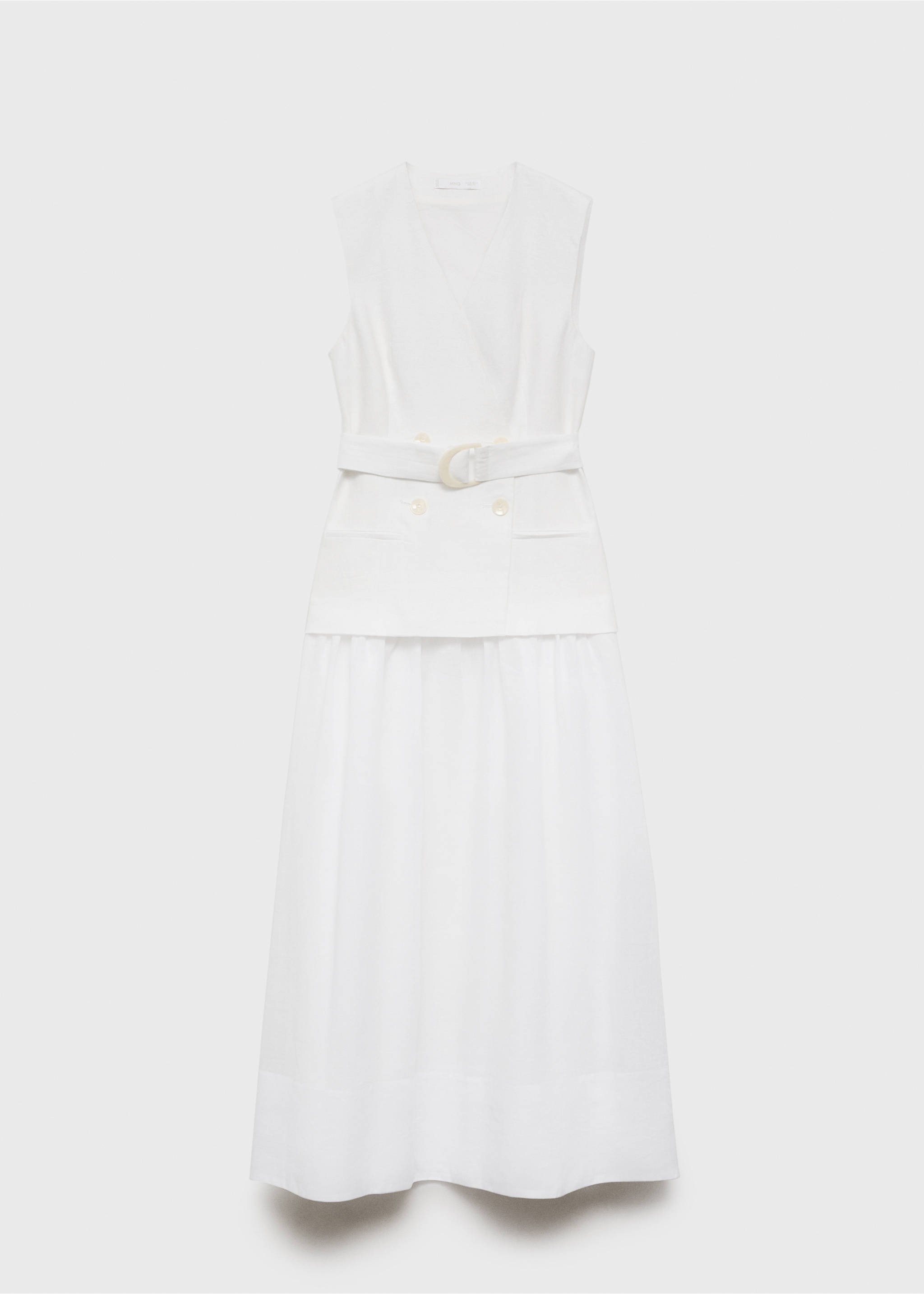 Linen and ramie dress with belt - Article without model, White. Ref: 87018646-00.