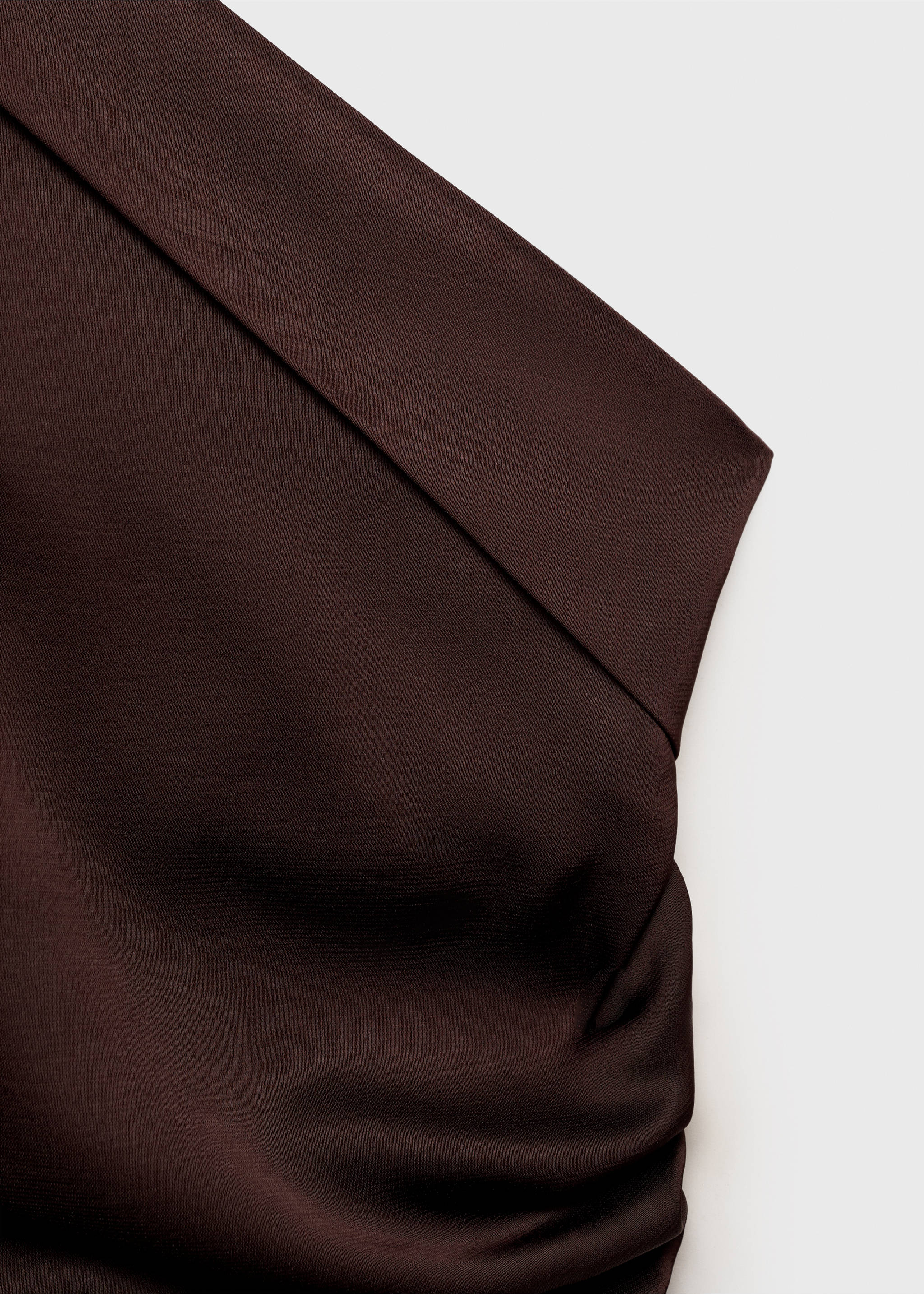 Robe asymétrique satinée avec fronce latérale - Détail de l'article 8, Marron. Ref: 87018647-00.