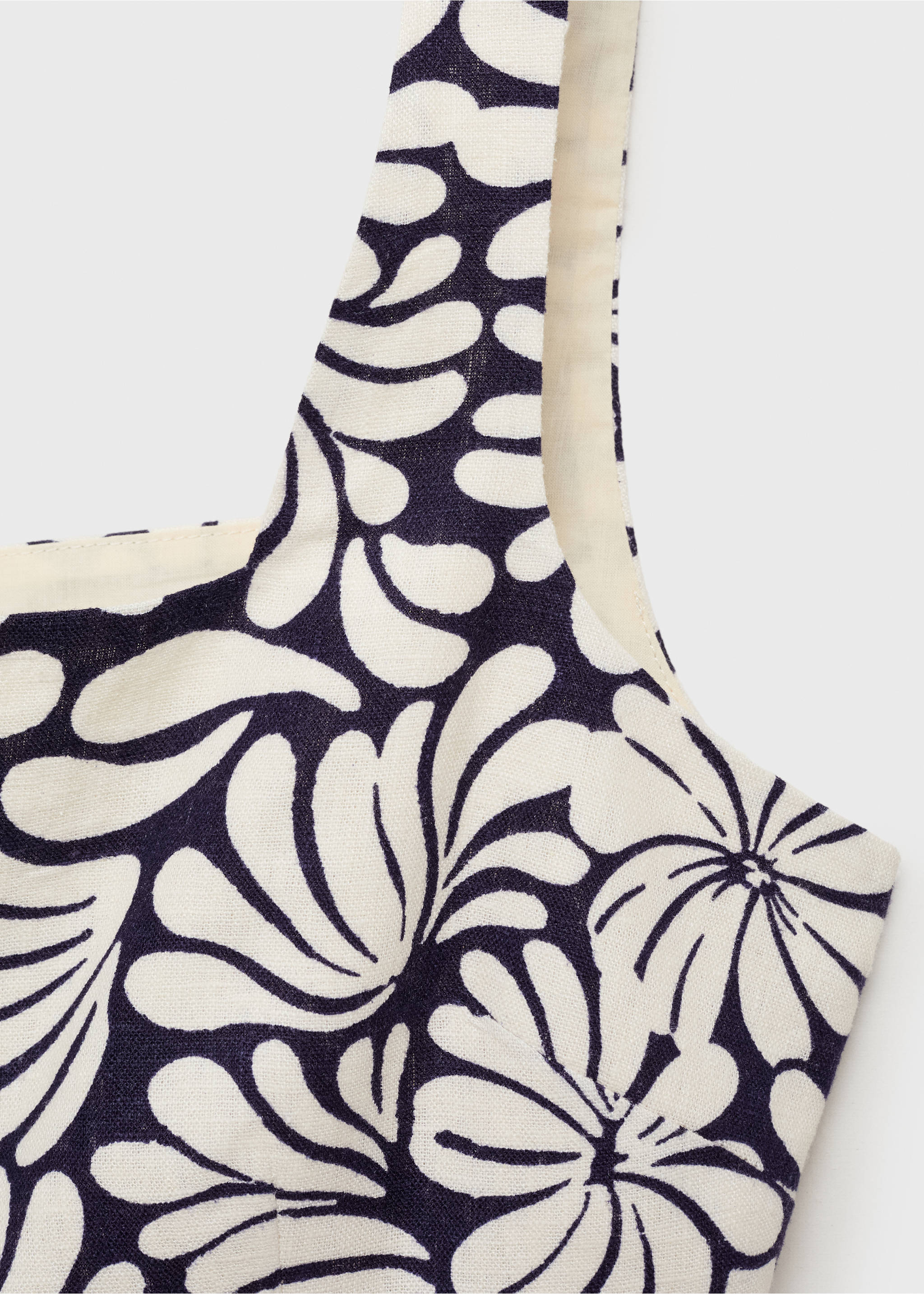 Tailliertes Leinen-Top mit Blumenmotiv - Detail des Artikels 0, Ecru. Ref: 87018650-00.