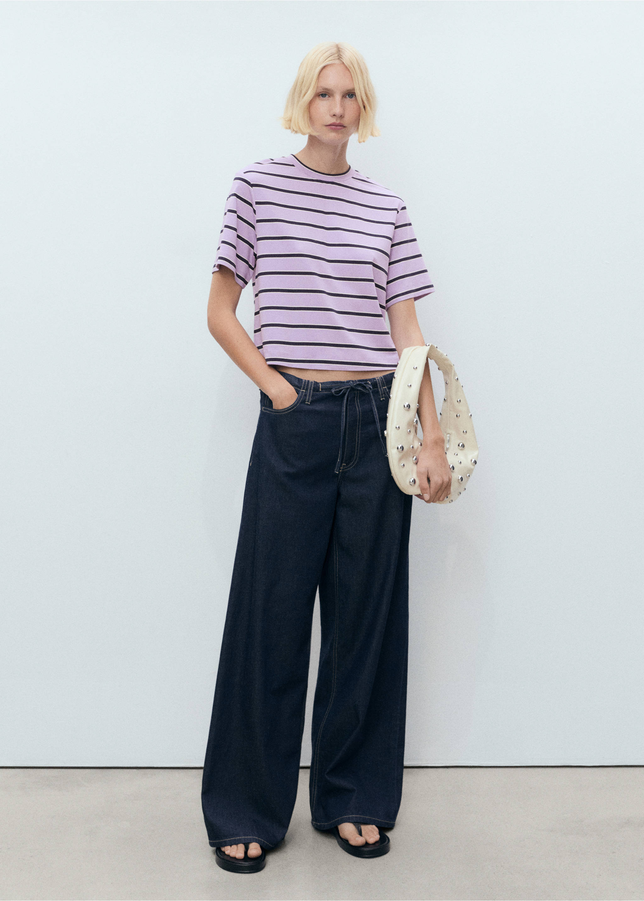 Striped oversized t-shirt - General plane, Light/Pastel Purple. Ref: 87018653-00.
