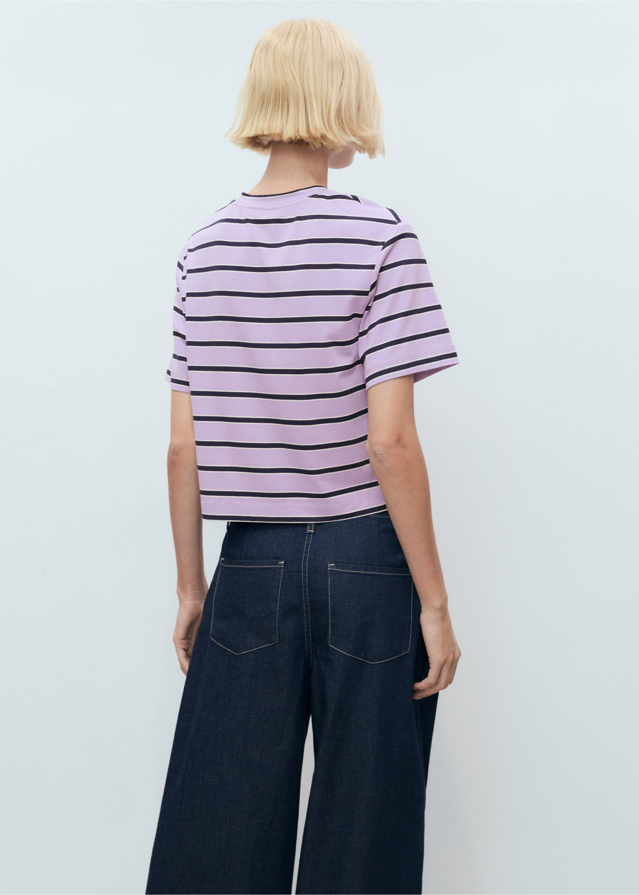 Striped oversized t-shirt - Reverse of the article, Light/Pastel Purple. Ref: 87018653-00.