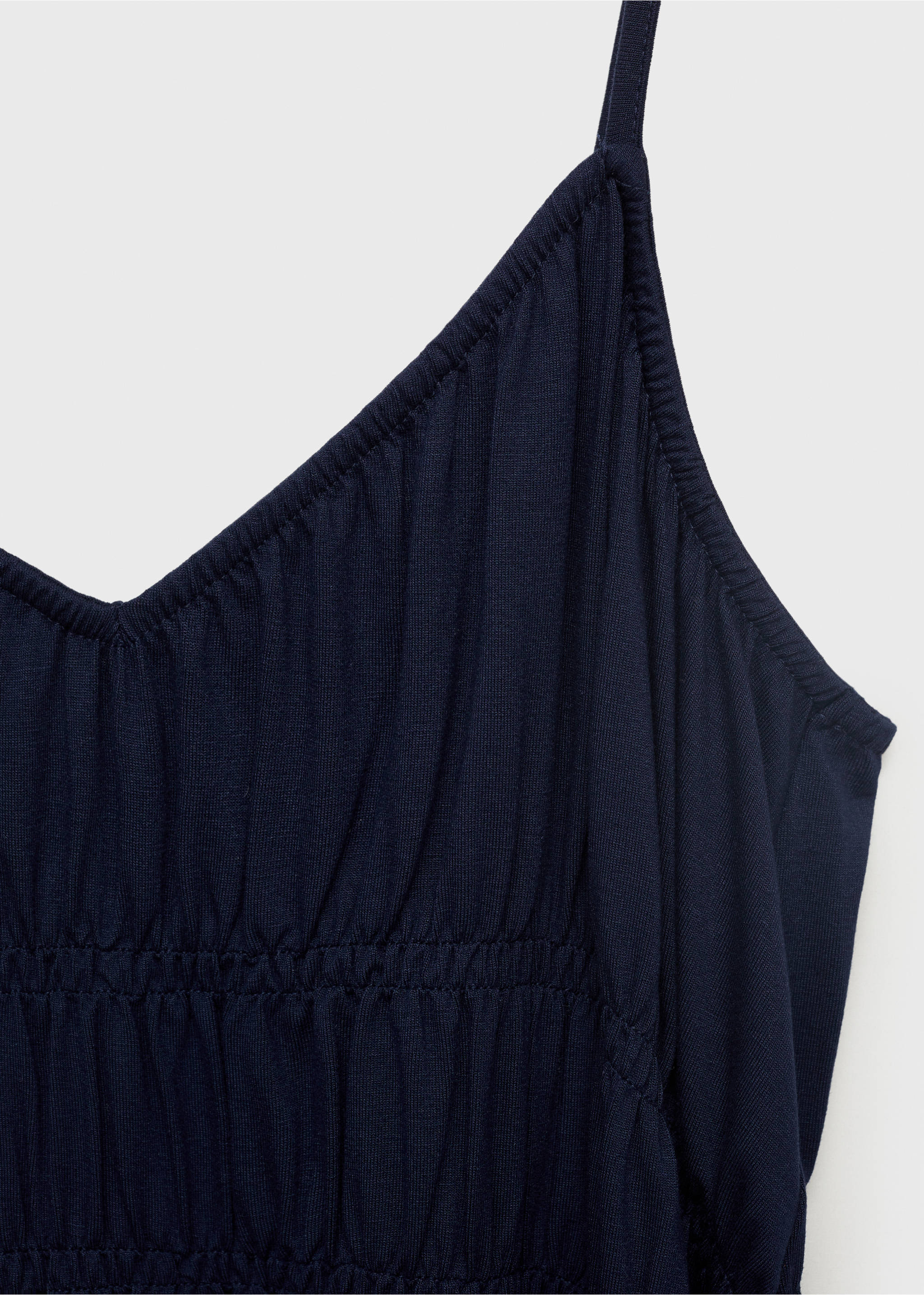 Short dress with gathered panels - Details of the article 8, Navy. Ref: 87018656-00.