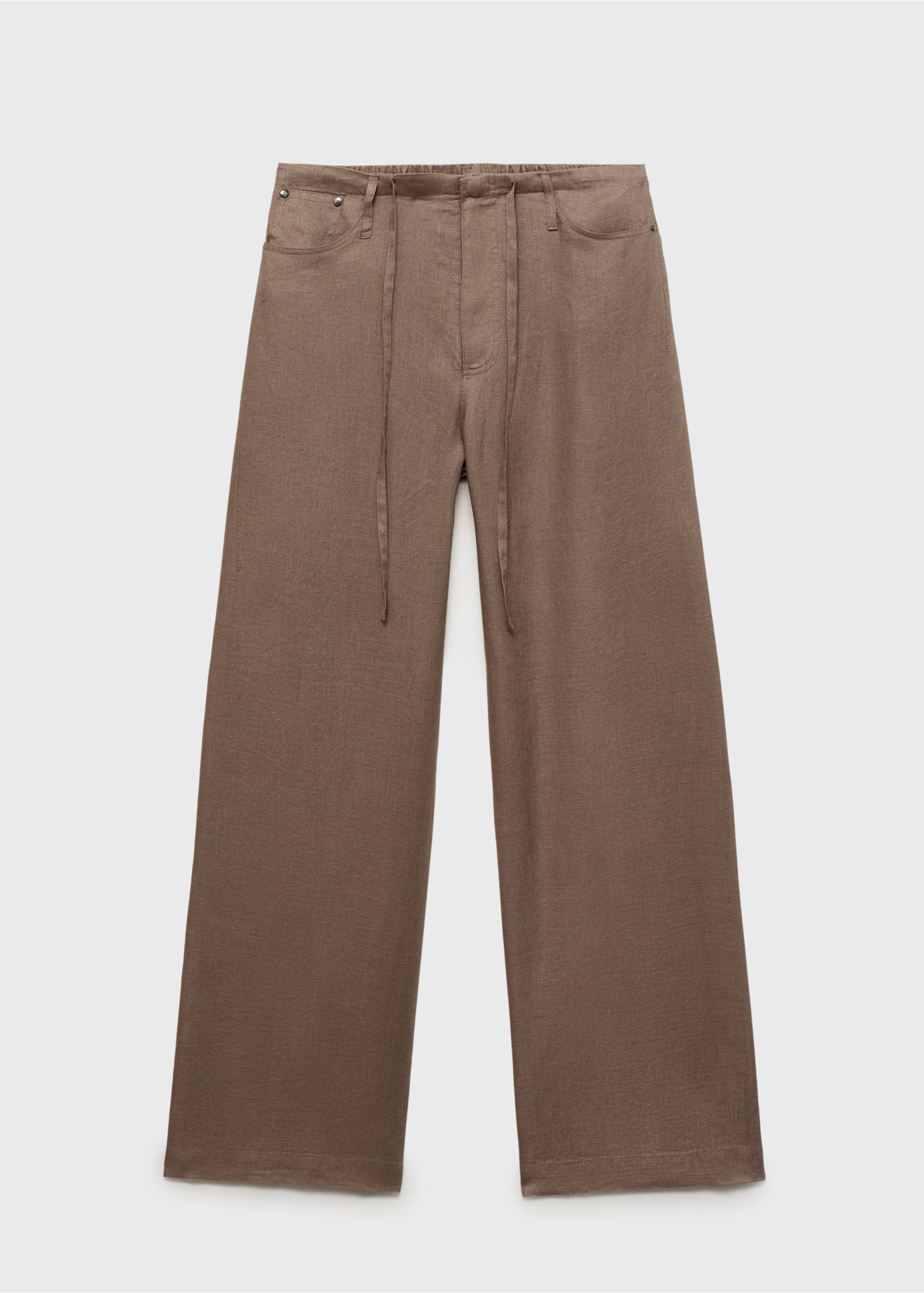 Wide leg linen trousers - Article without model, Medium Brown. Ref: 87019064-00.
