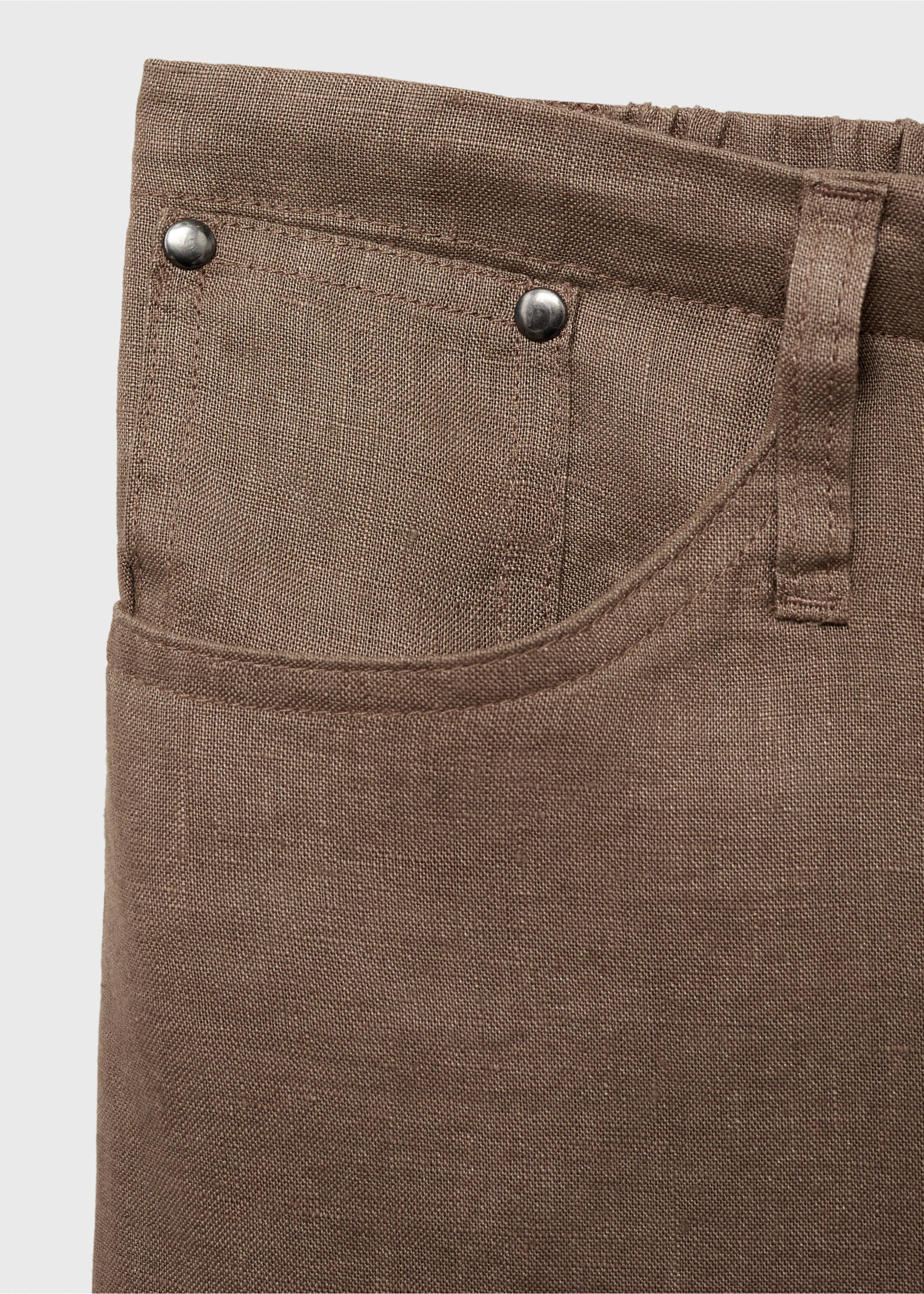 Wide leg linen trousers - Details of the article 8, Medium Brown. Ref: 87019064-00.