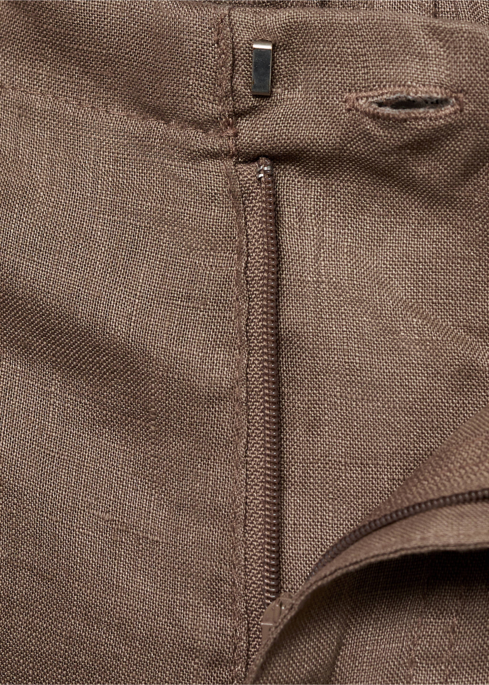 Wide leg linen trousers - Details of the article 0, Medium Brown. Ref: 87019064-00.