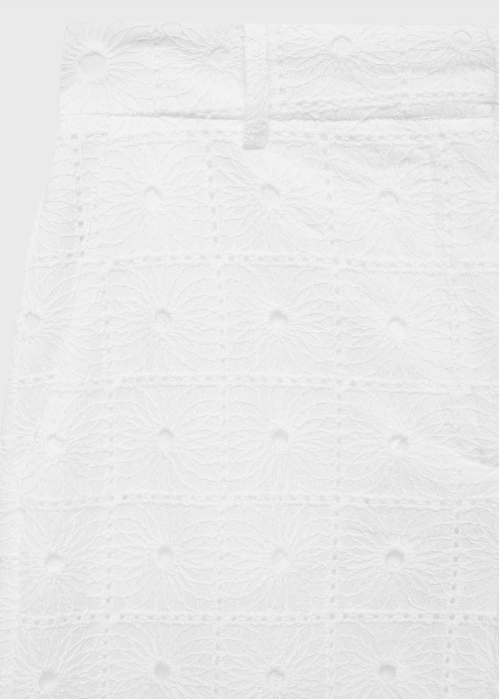 Pantalón recto algodón bordado - Detalle del artículo 8, Blanco. Ref: 87019065-00.