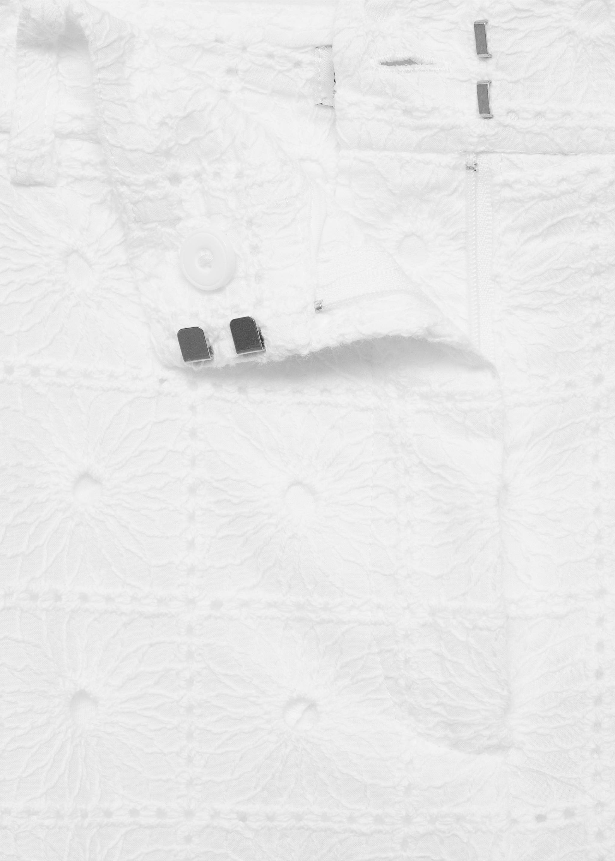 Pantalón recto algodón bordado - Detalle del artículo 0, Blanco. Ref: 87019065-00.