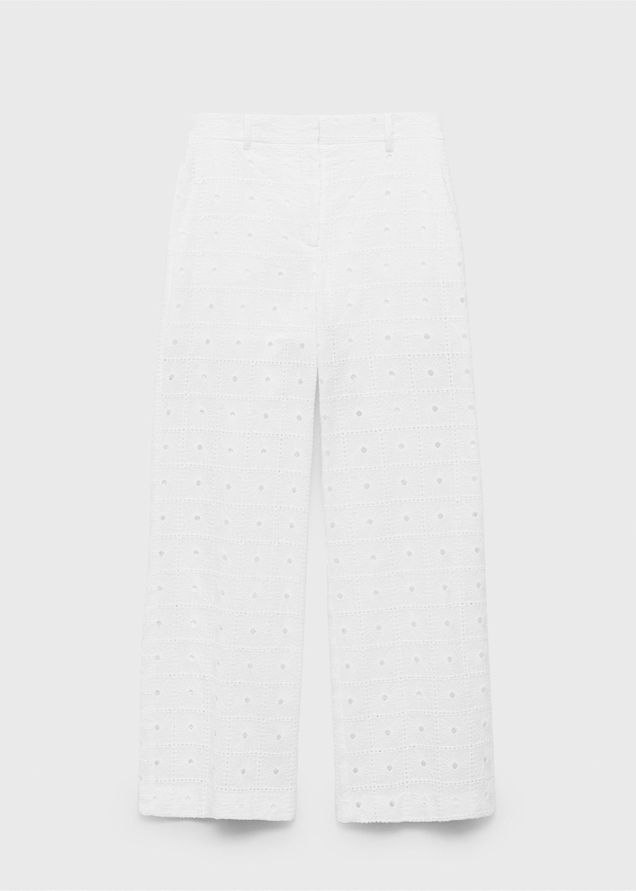 Pantalón recto algodón bordado - Artículo sin modelo, Blanco. Ref: 87019065-00.