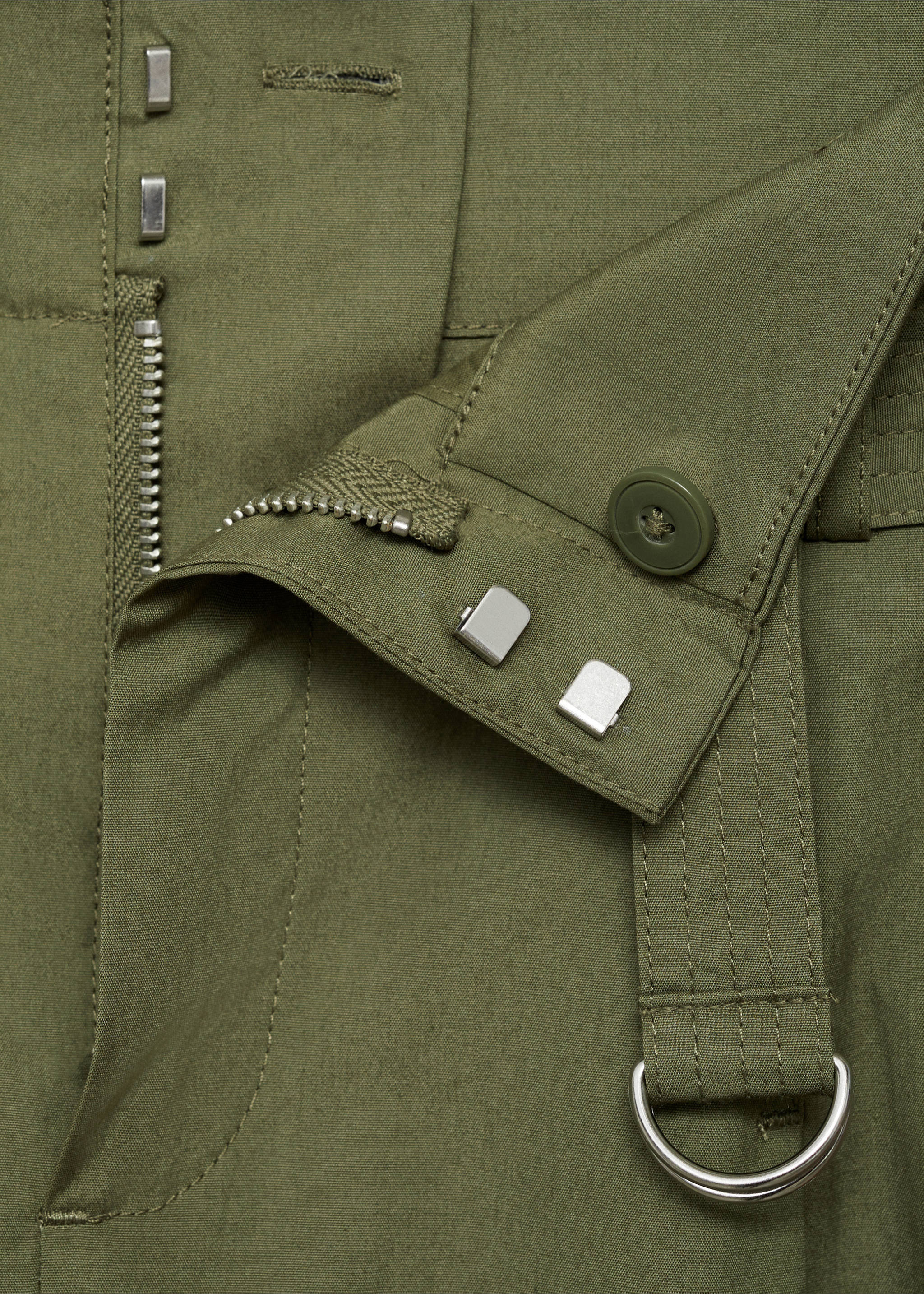 Wide leg trousers with belt - Details of the article 8, Khaki. Ref: 87019066-00.