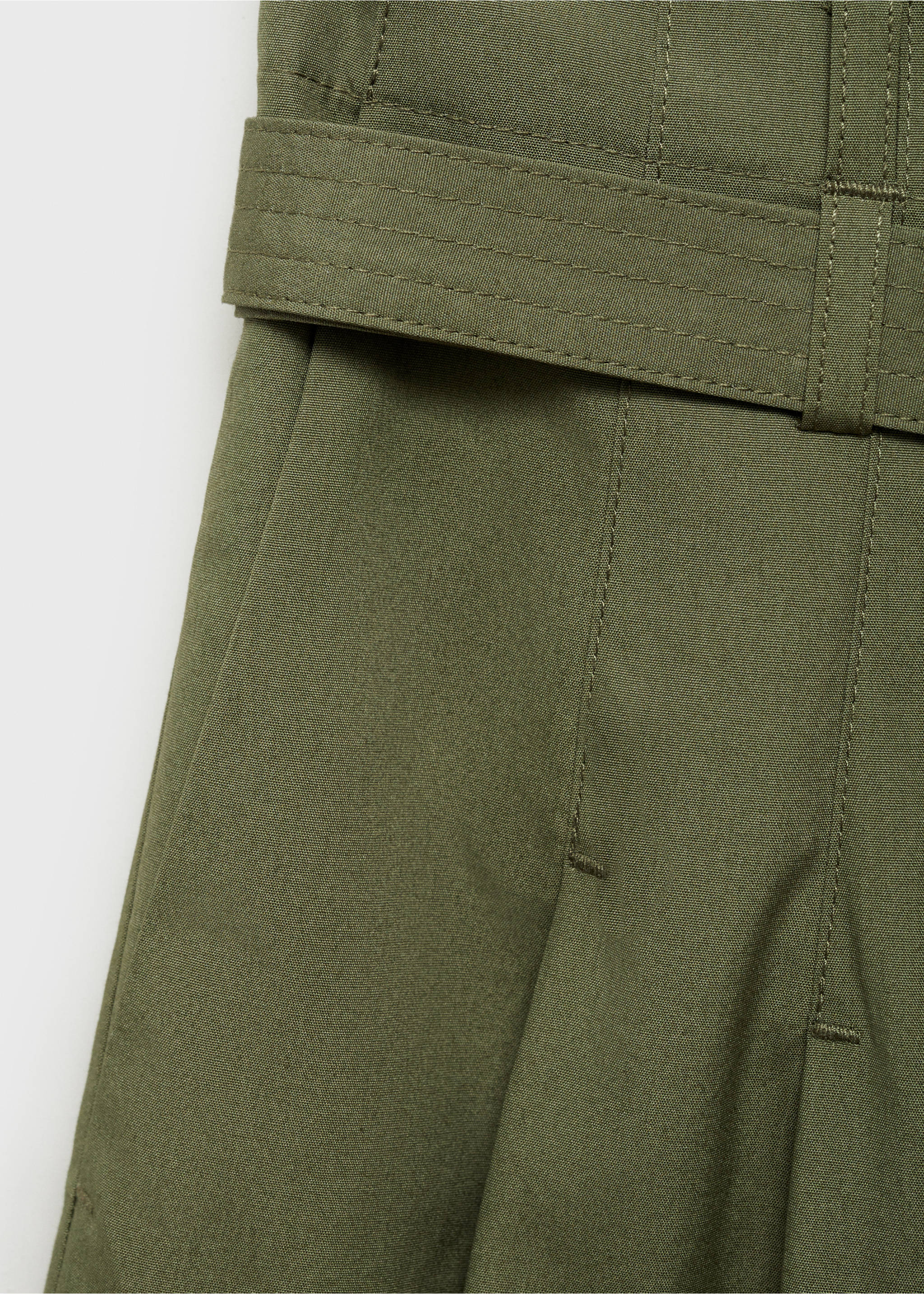 Wide leg trousers with belt - Details of the article 0, Khaki. Ref: 87019066-00.