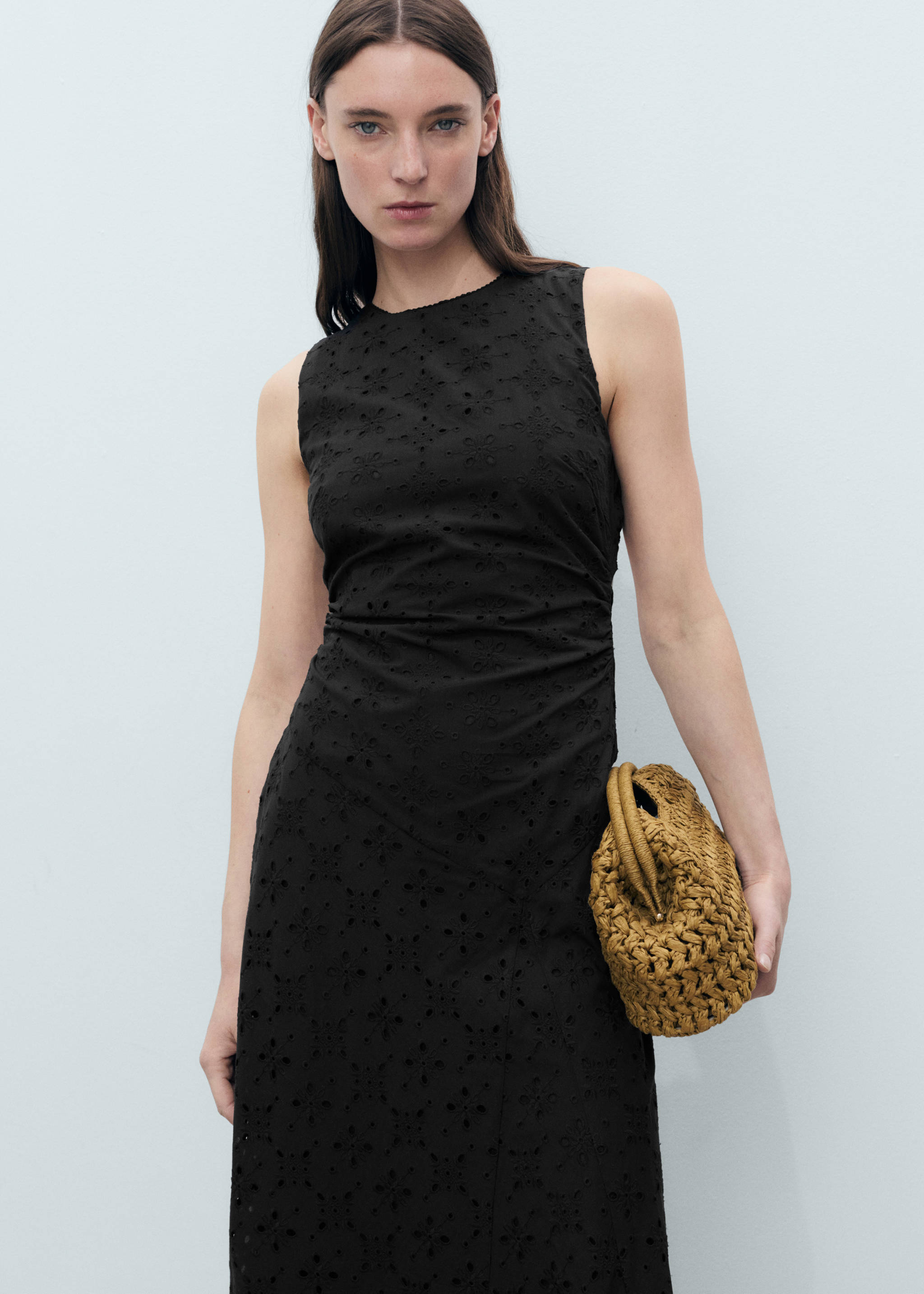 Midi dress with lace embroidery - Women | MANGO OUTLET USA