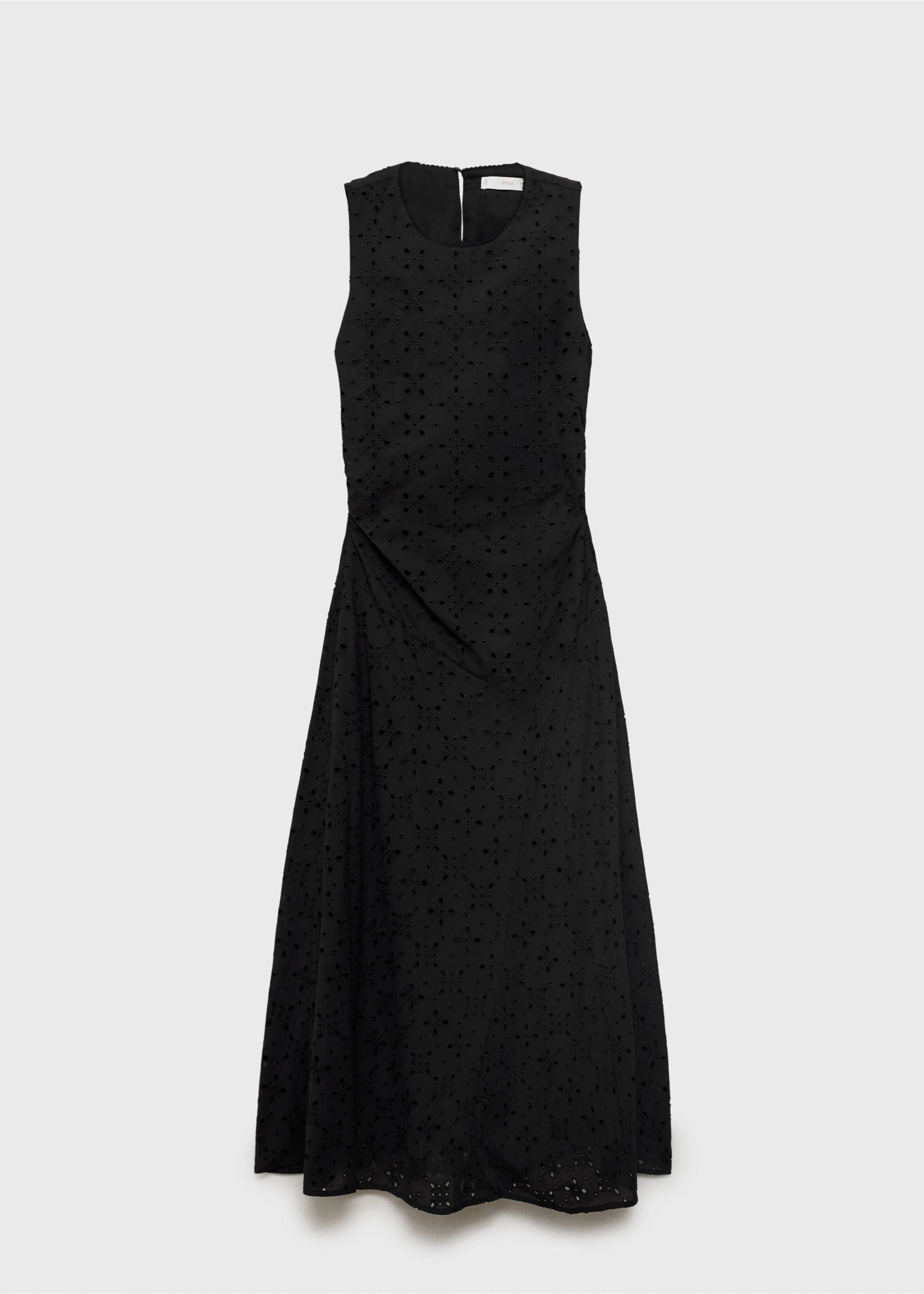 Midi dress with broderie anglaise embroidery - Article without model, Black. Ref: 87019067-00.