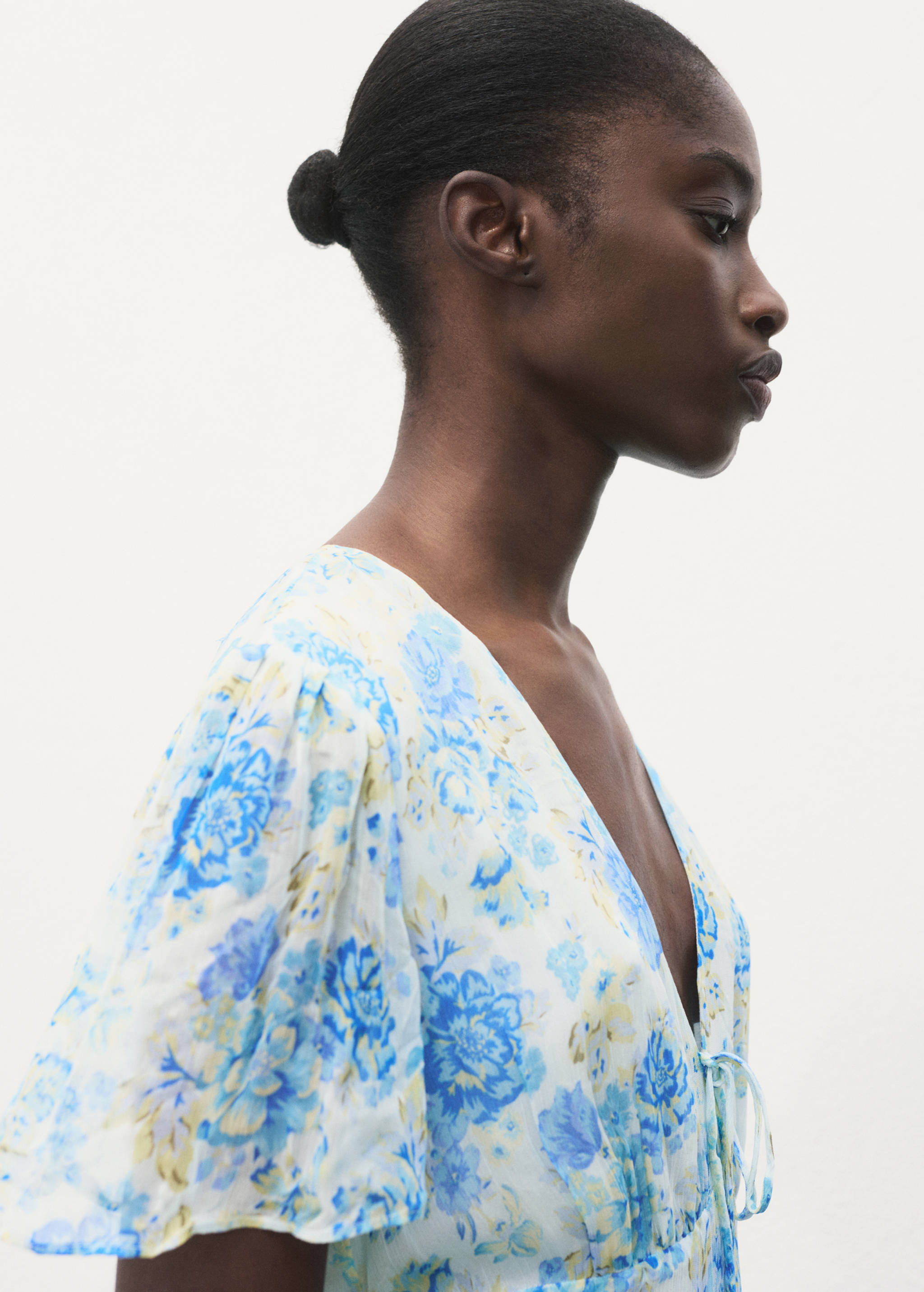 Vestido midi floral manga corta - Detalle del artículo 1