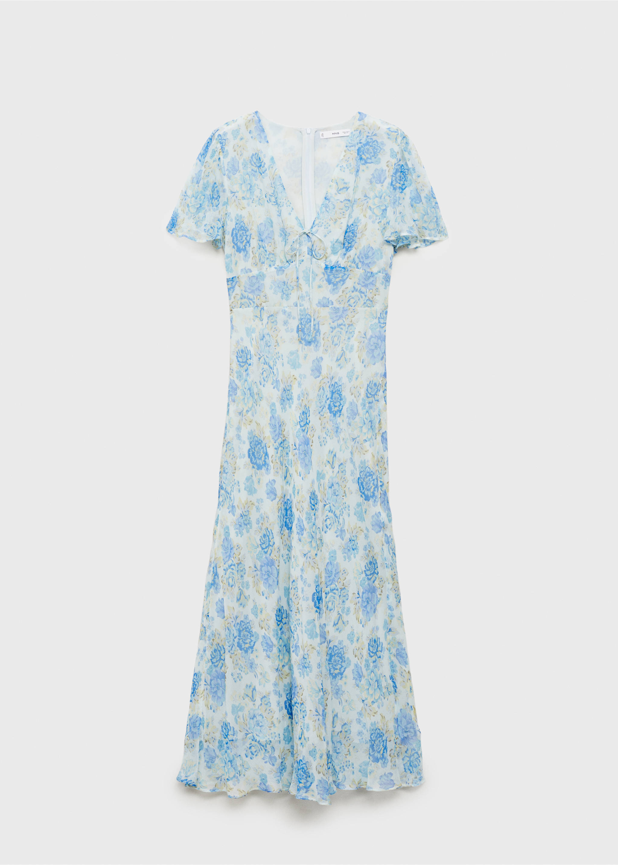 Vestido midi floral manga corta - Artículo sin modelo, Azul. Ref: 87019068-00.