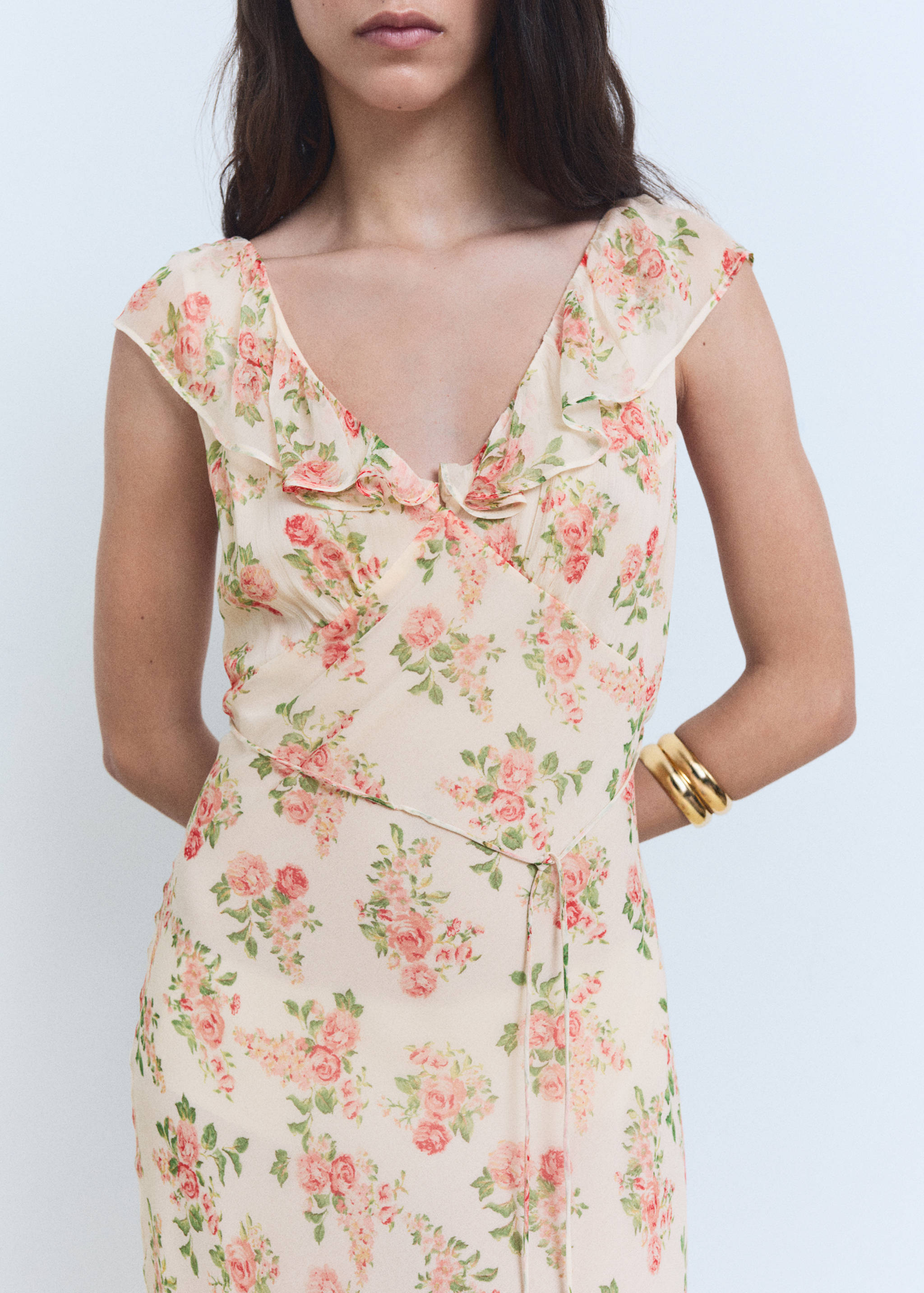 Florales Midikleid mit Schleife - Mittlere Ansicht