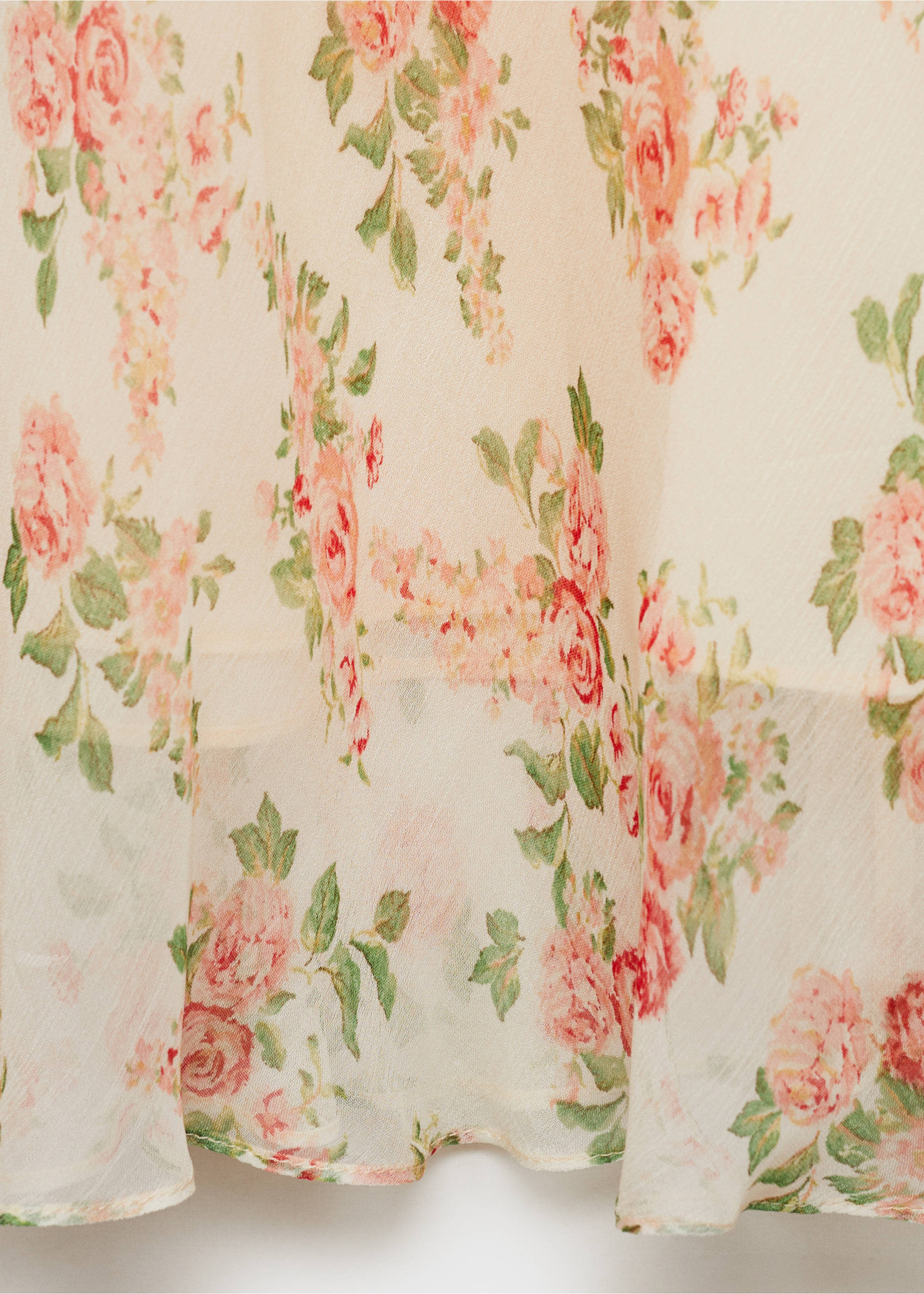 Florales Midikleid mit Schleife - Detail des Artikels 0, Ecru. Ref: 87019069-00.