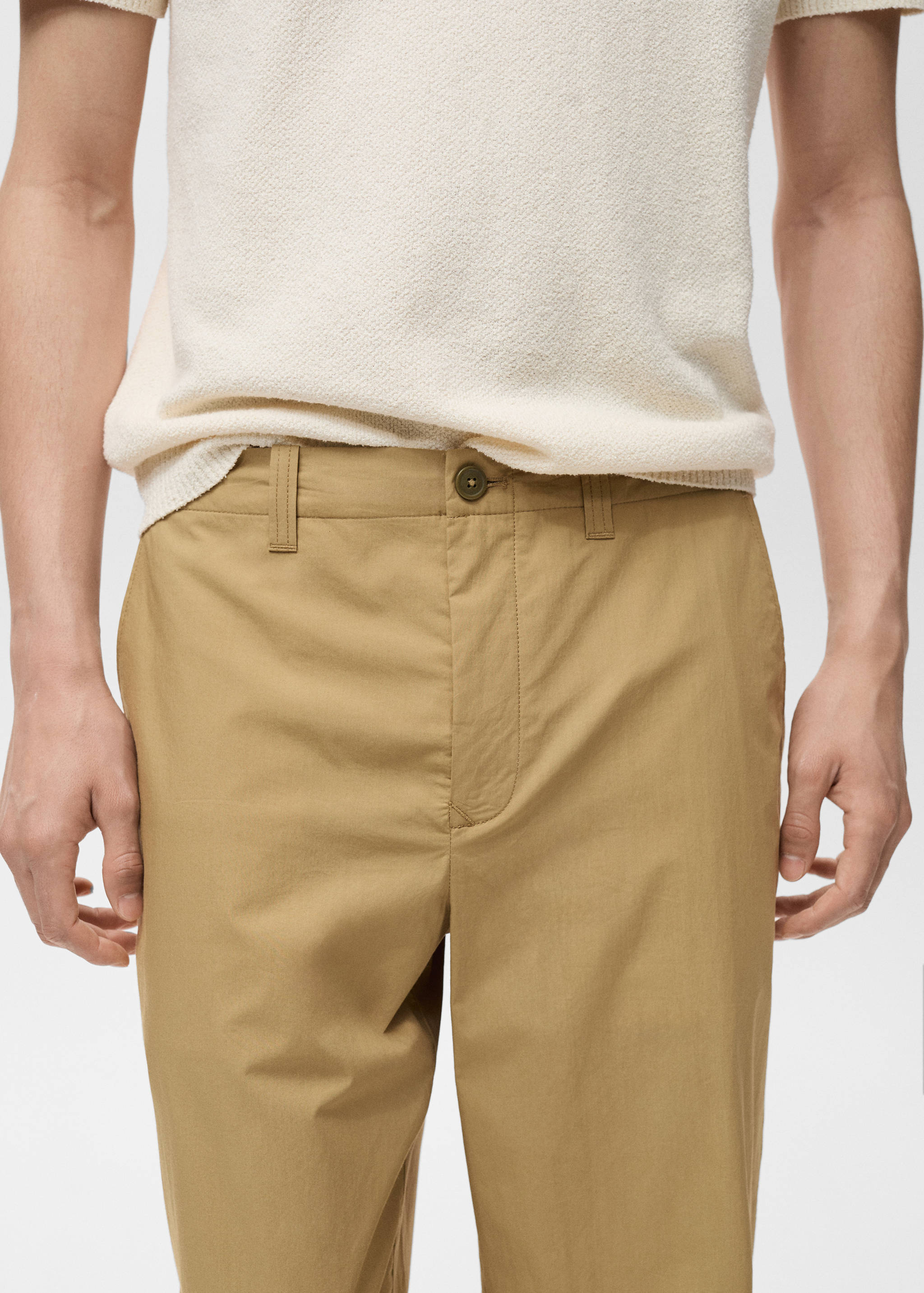100% straight-fit cotton trousers - Details of the article 1