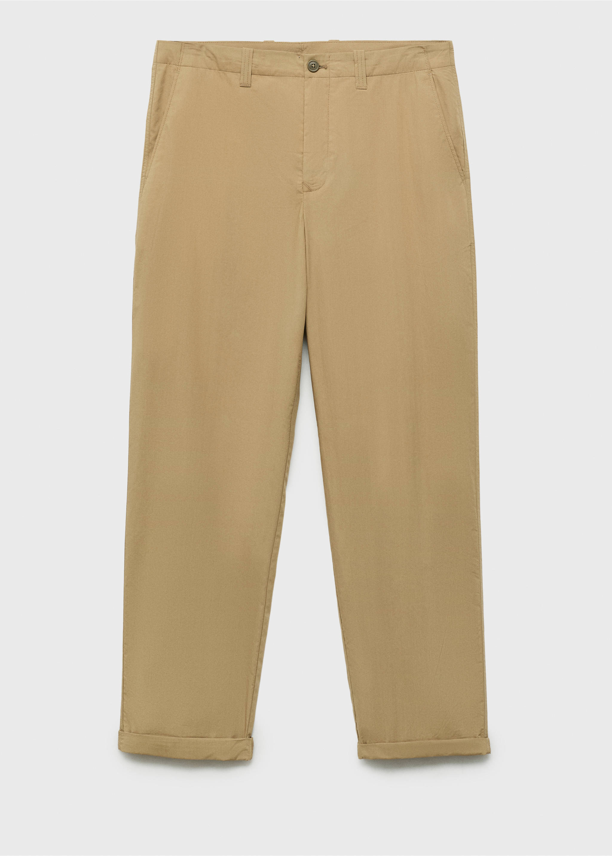 100% straight-fit cotton trousers - Article without model, Beige. Ref: 87019206-00.