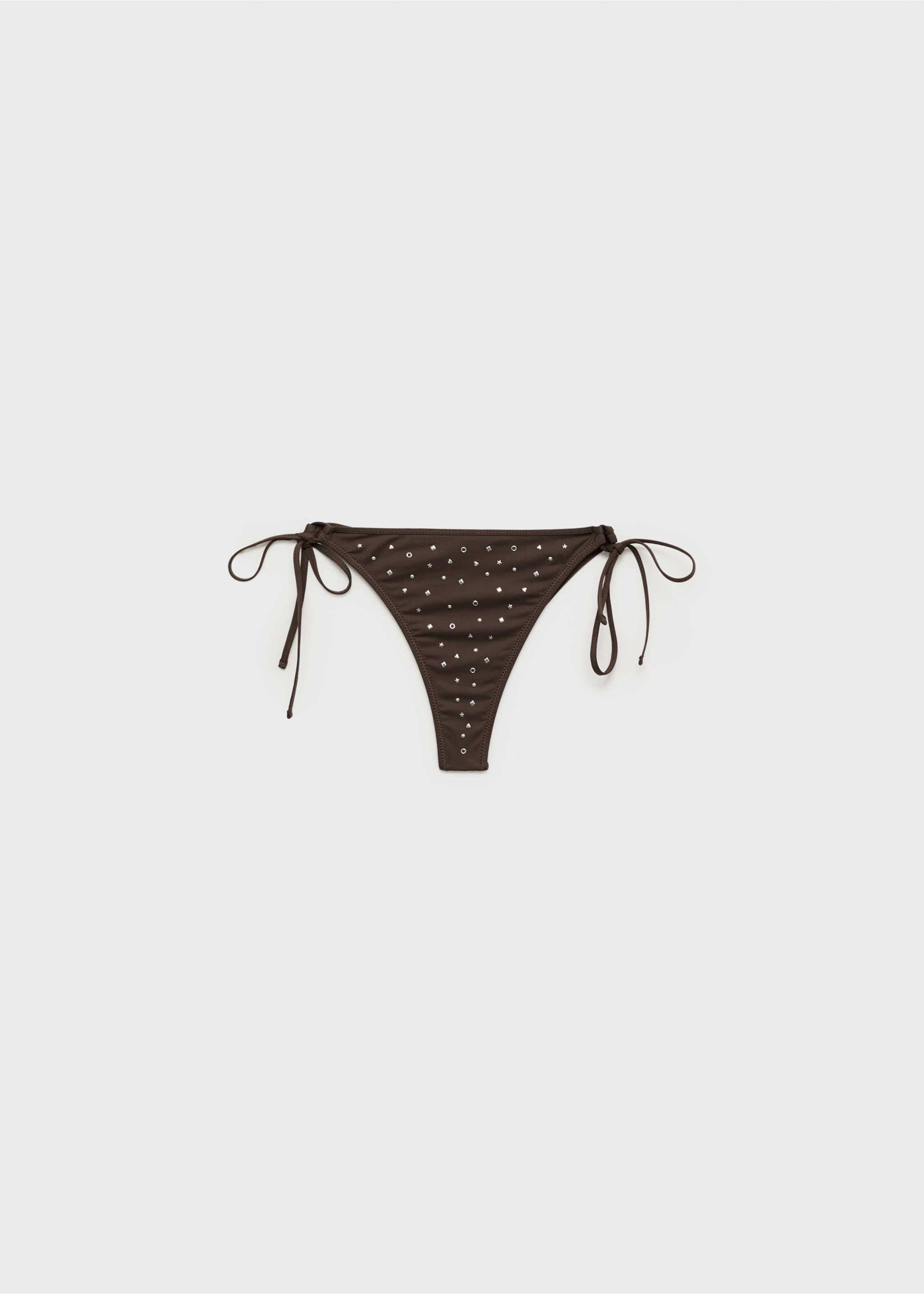 Bikini bottoms with metallic embellishments - Article without model, Chocolate. Ref: 87019214-00.
