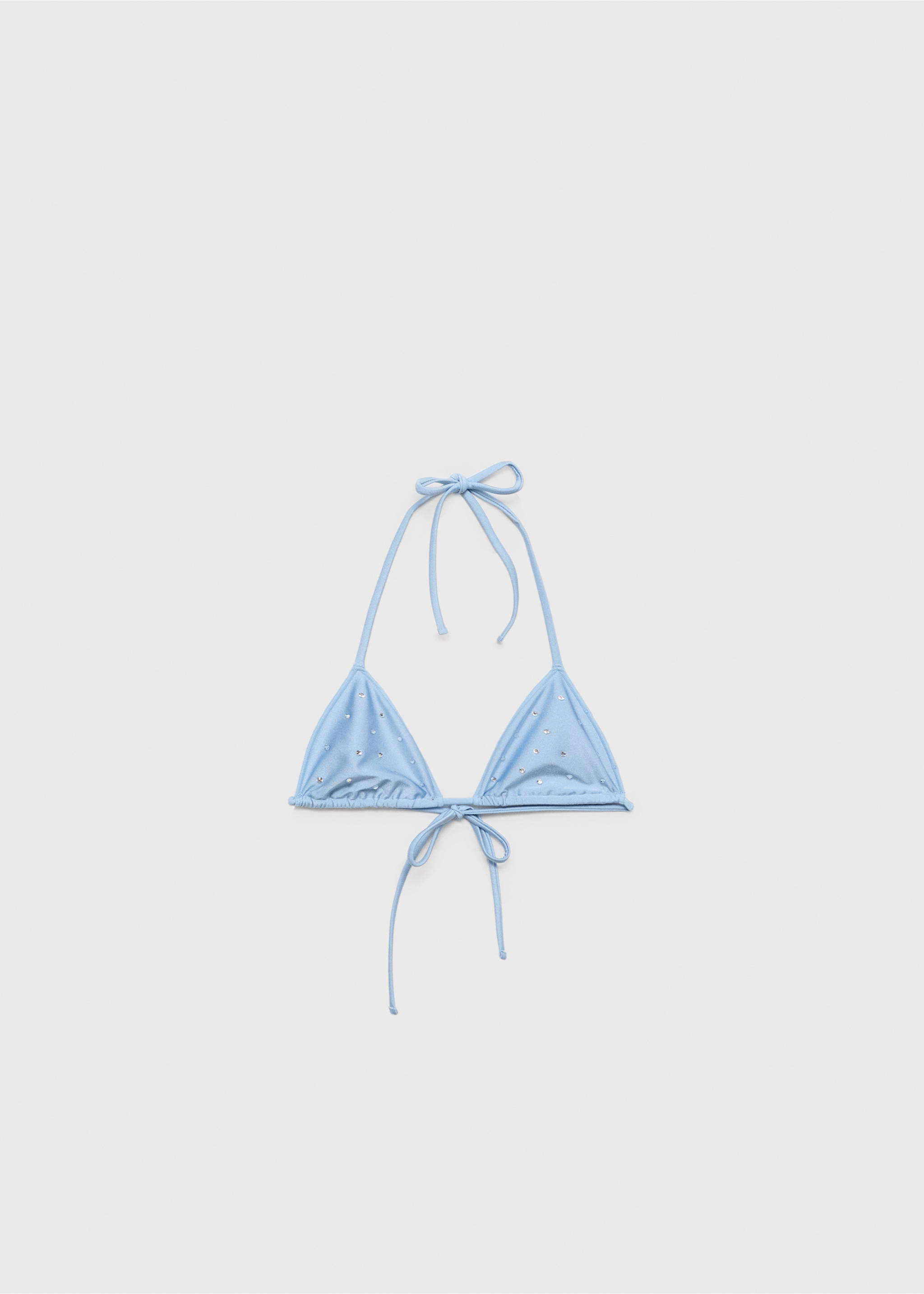 Rhinestone bikini top - Article without model, Sky Blue. Ref: 87019220-00.