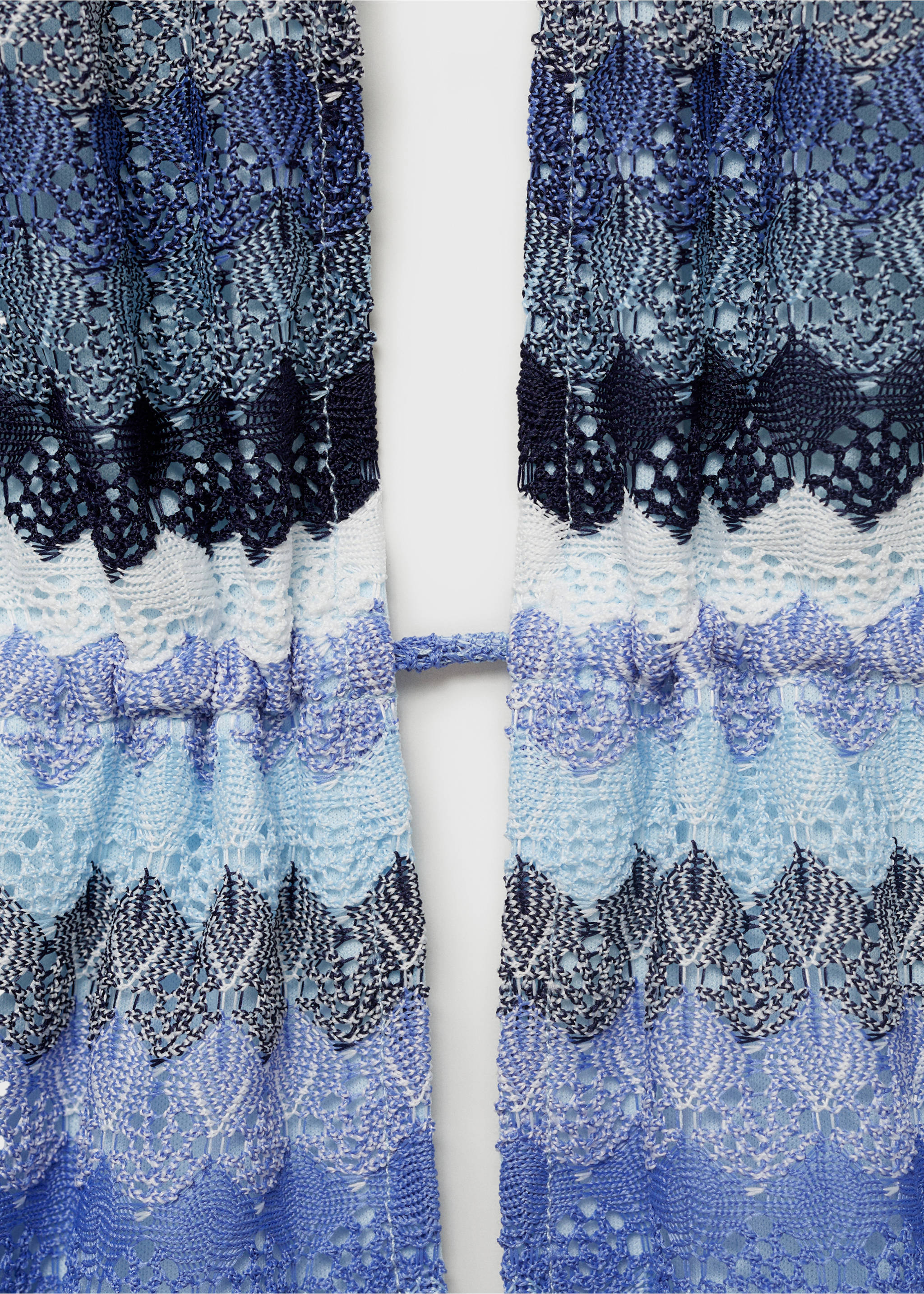 Openwork zig-zag knitted top - Details of the article 8, Blue. Ref: 87019222-00.