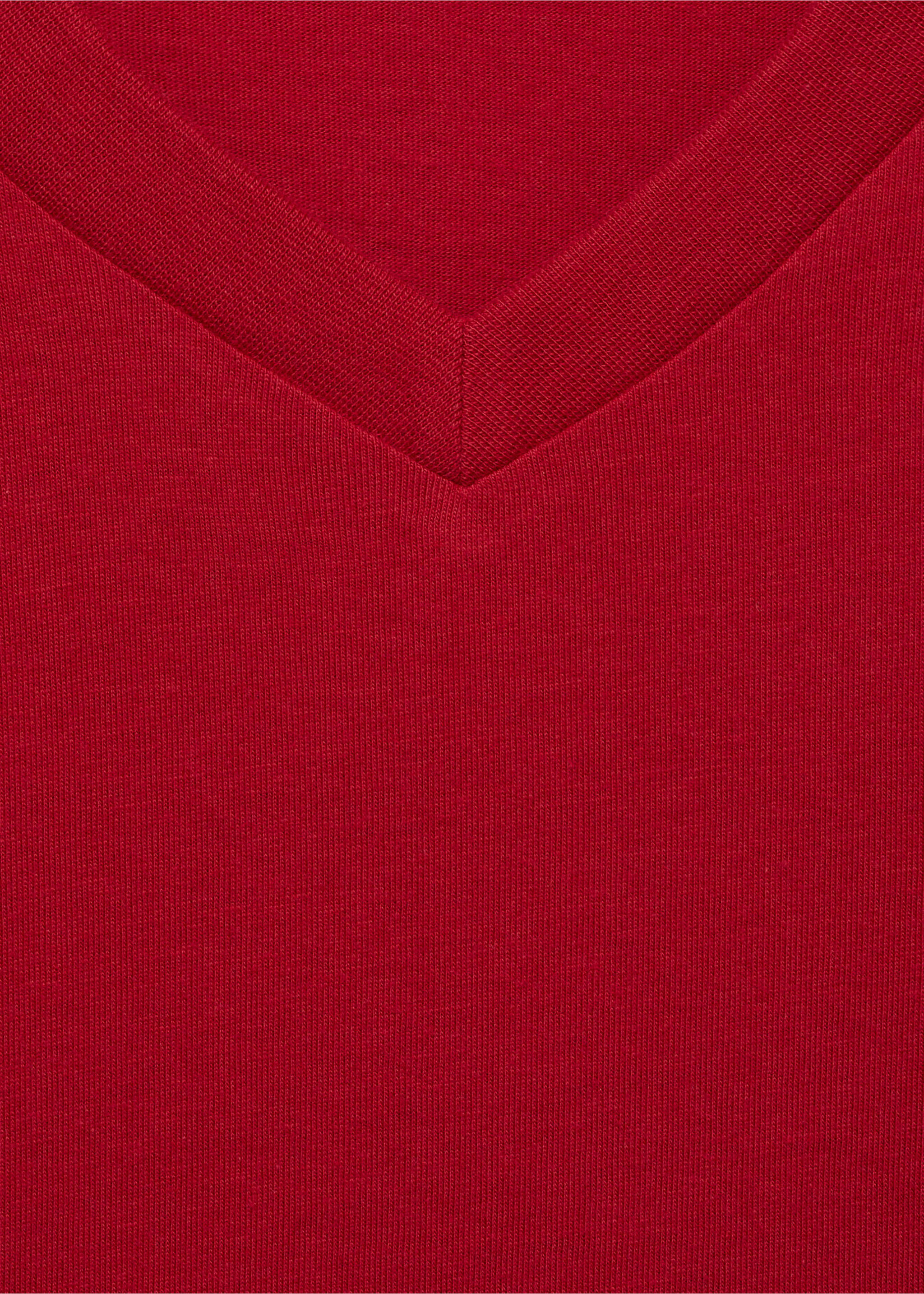 Tričko slim fit s výstřihem do V 100% bavlna - Detail zboží 8, Červená. Ref: 87020251-00.