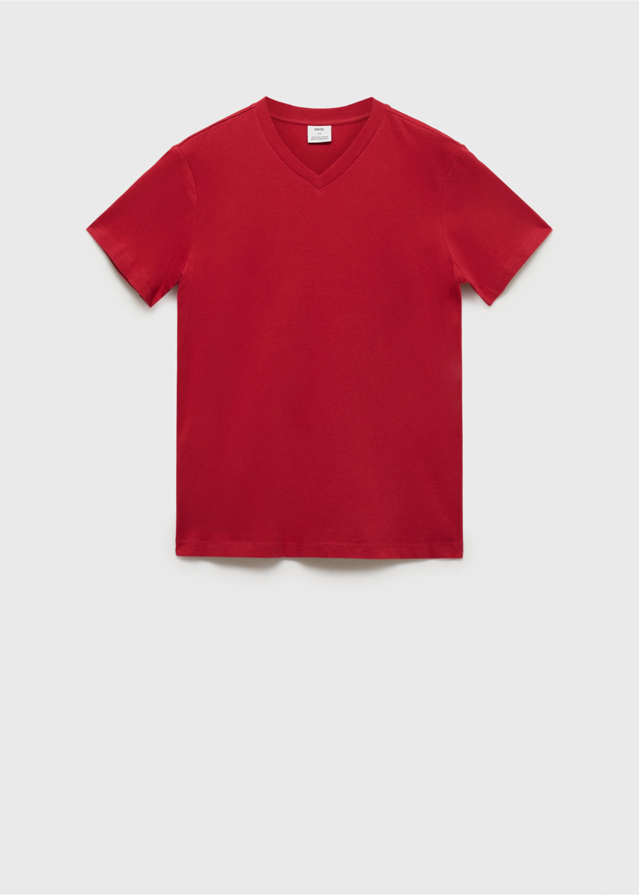 100% cotton slim-fit V-neck t-shirt - Article without model, Red. Ref: 87020251-00.
