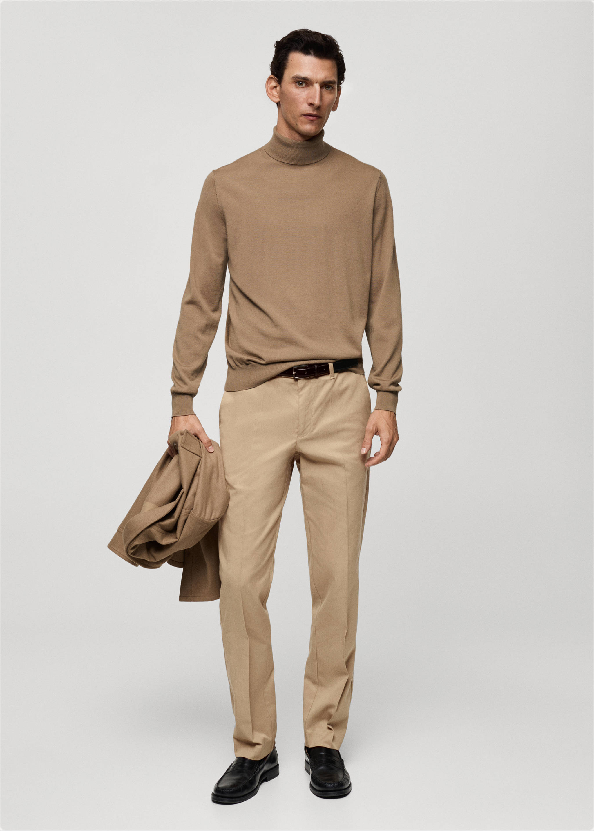 Regular-fit cotton trousers - General plane, Beige. Ref: 87020252-00.