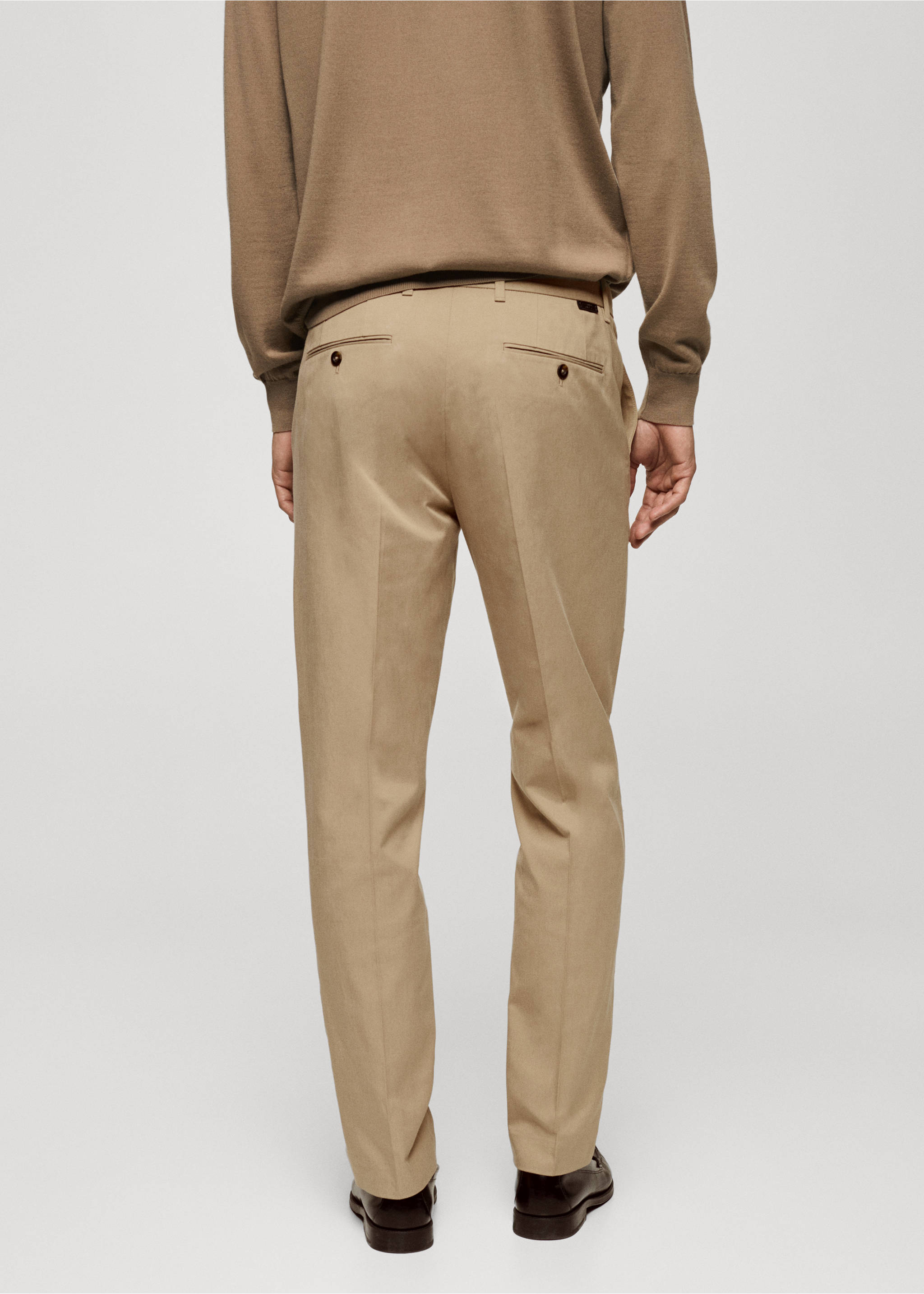 Regular-fit cotton trousers - Reverse of the article, Beige. Ref: 87020252-00.