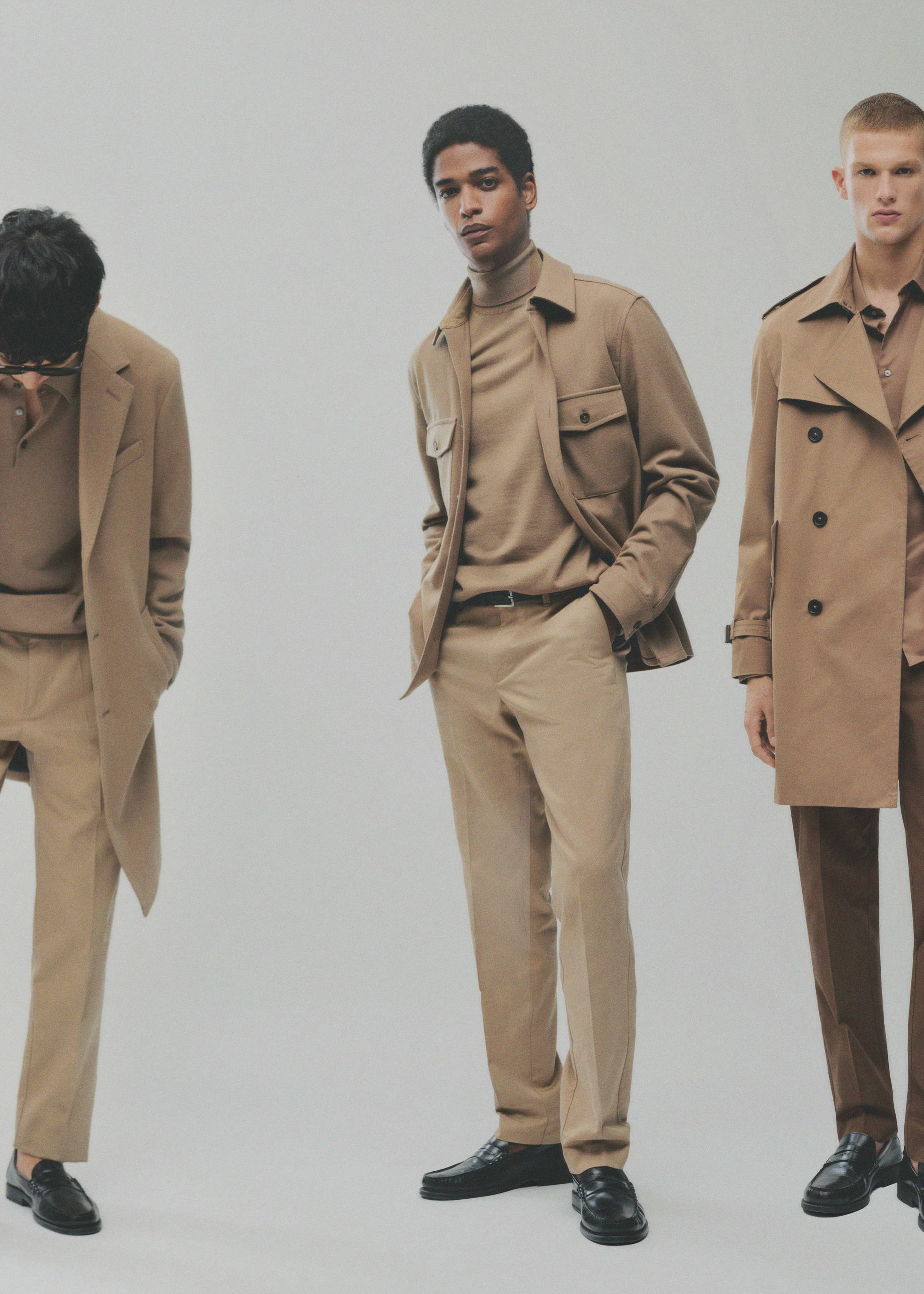 Regular-fit cotton trousers - Details of the article 3, Beige. Ref: 87020252-00.