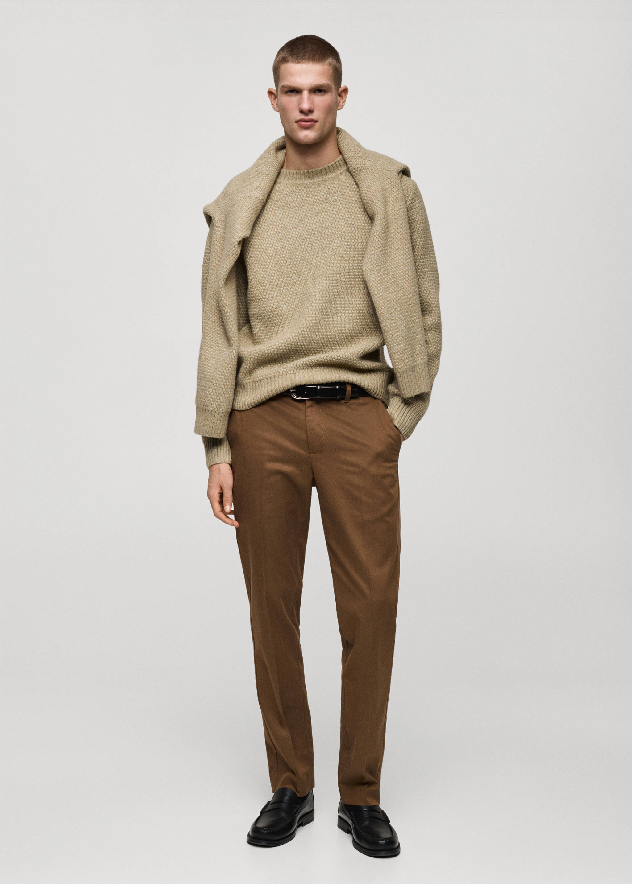 Regular-fit cotton trousers - General plane, Brown. Ref: 87020252-00.