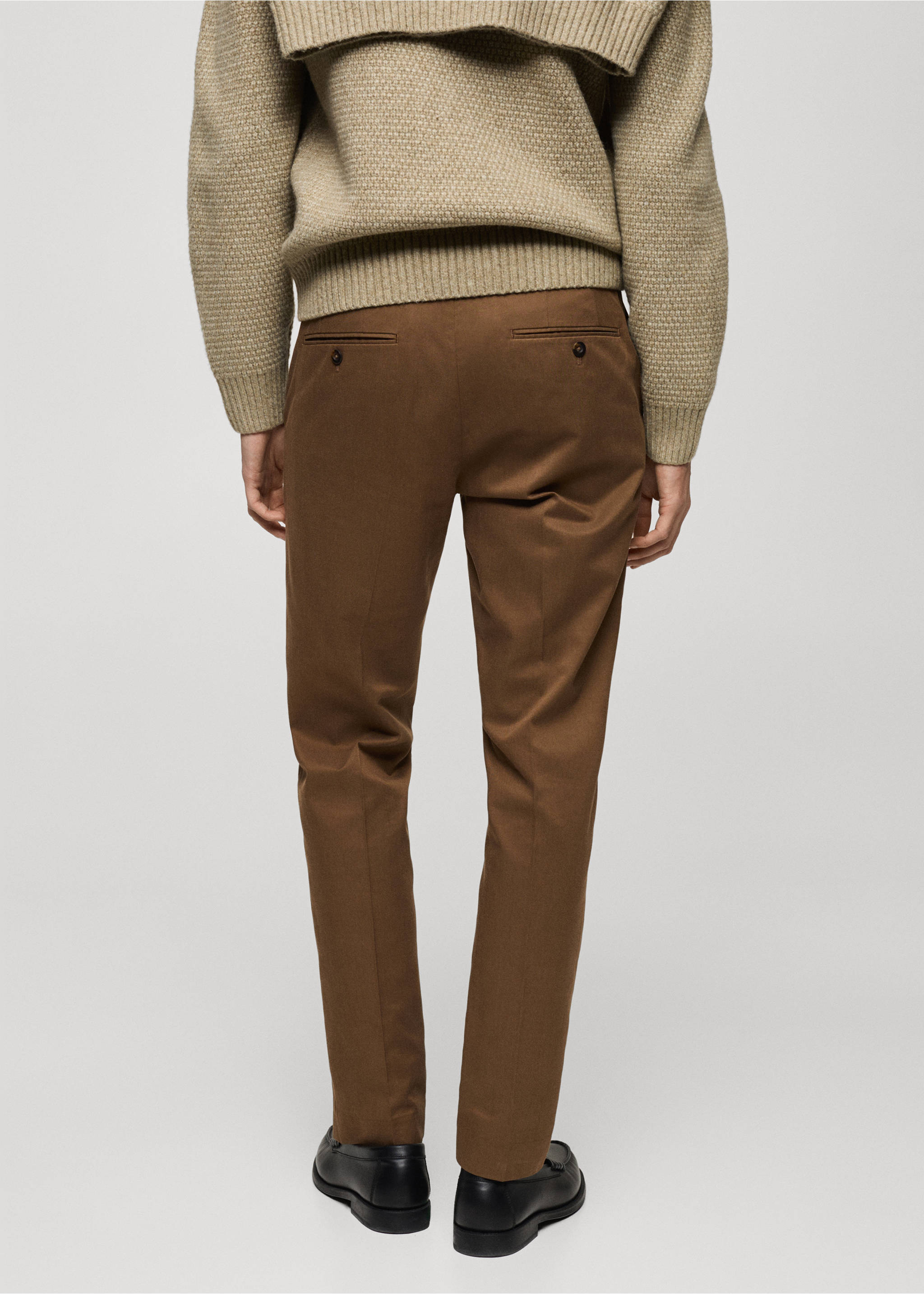 Regular-fit cotton trousers - Reverse of the article, Brown. Ref: 87020252-00.