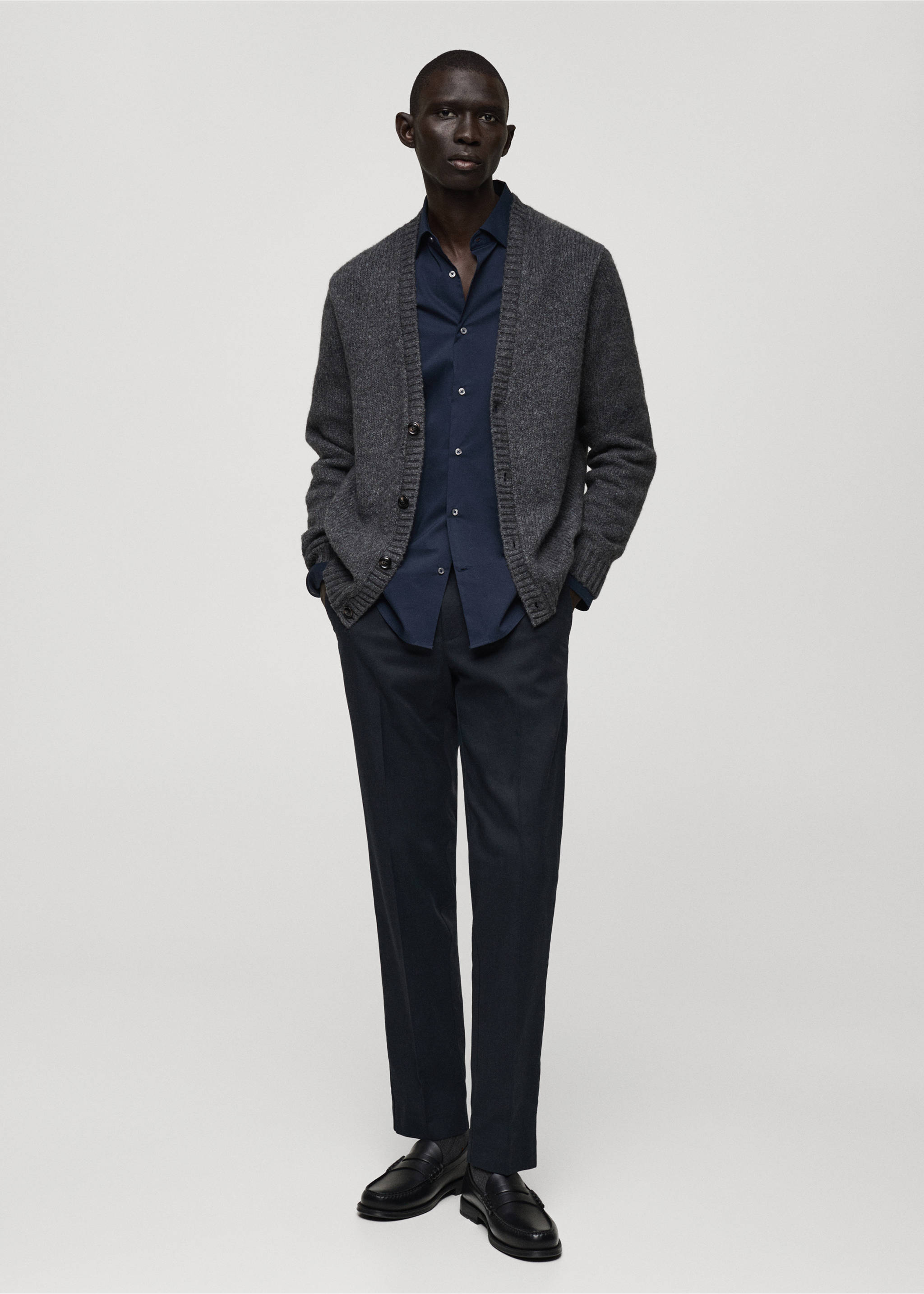 Regular-fit cotton trousers - General plane, Dark Navy. Ref: 87020252-00.