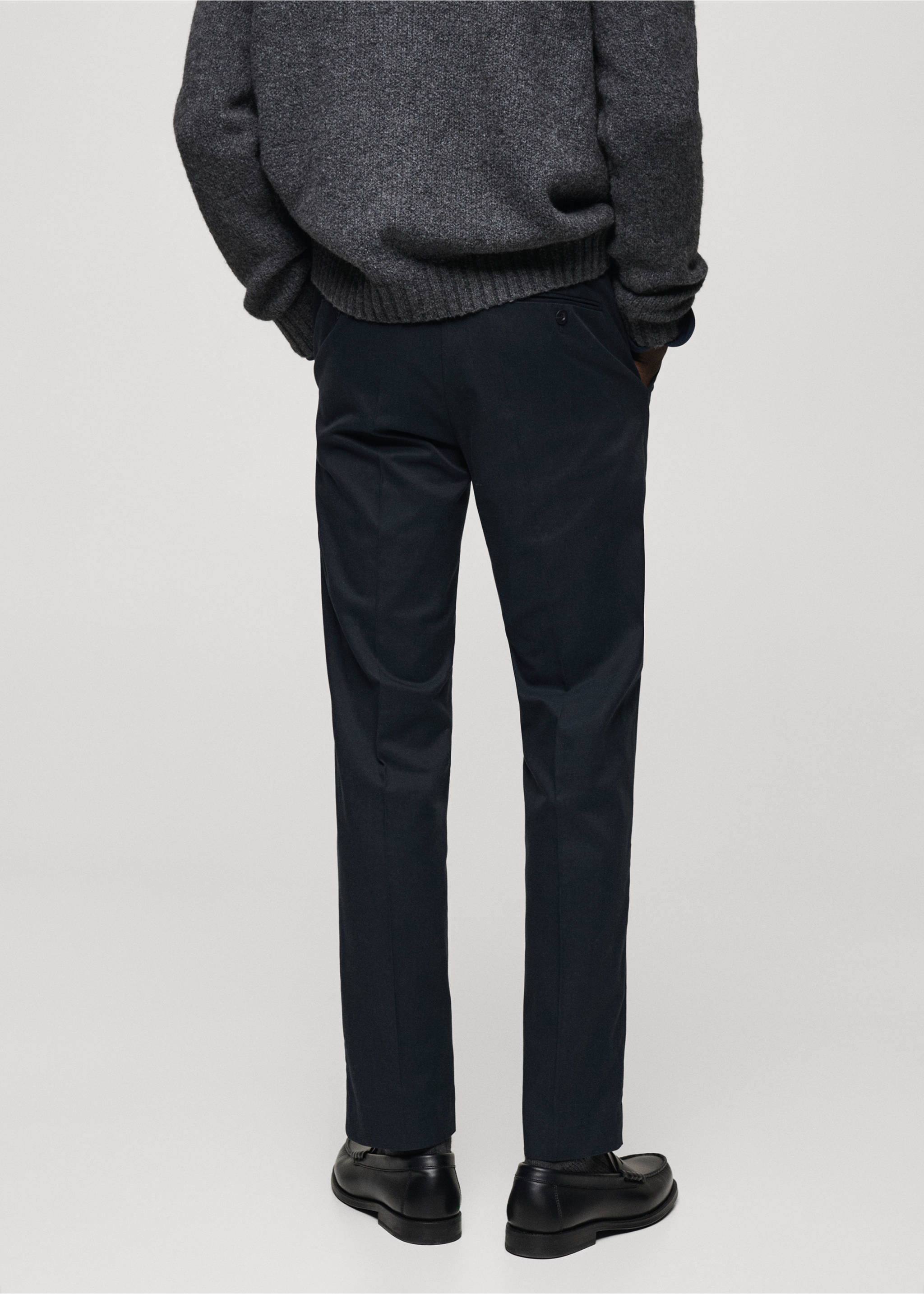 Regular-fit cotton trousers - Reverse of the article, Dark Navy. Ref: 87020252-00.