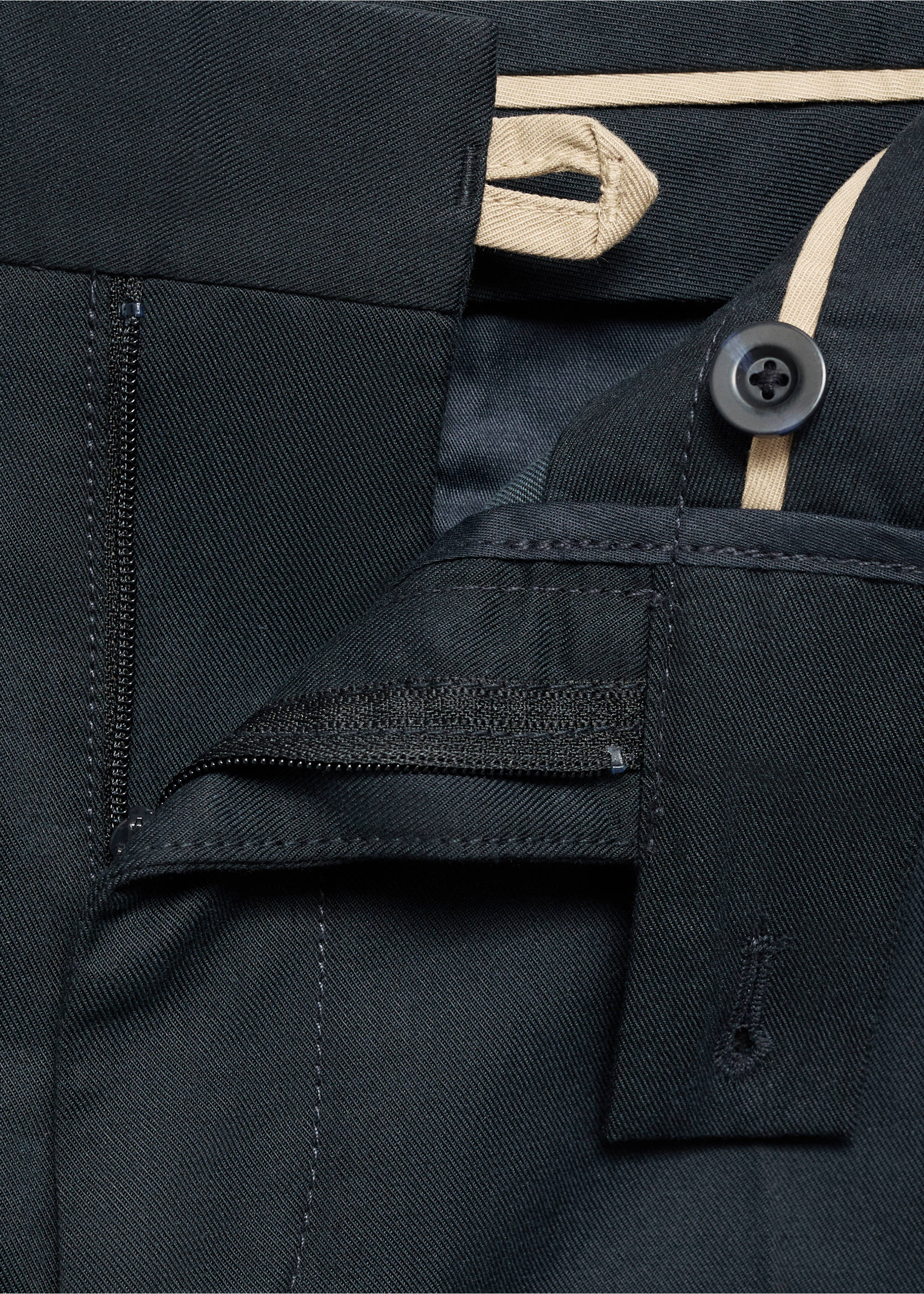 Regular-fit cotton trousers - Details of the article 8, Dark Navy. Ref: 87020252-00.
