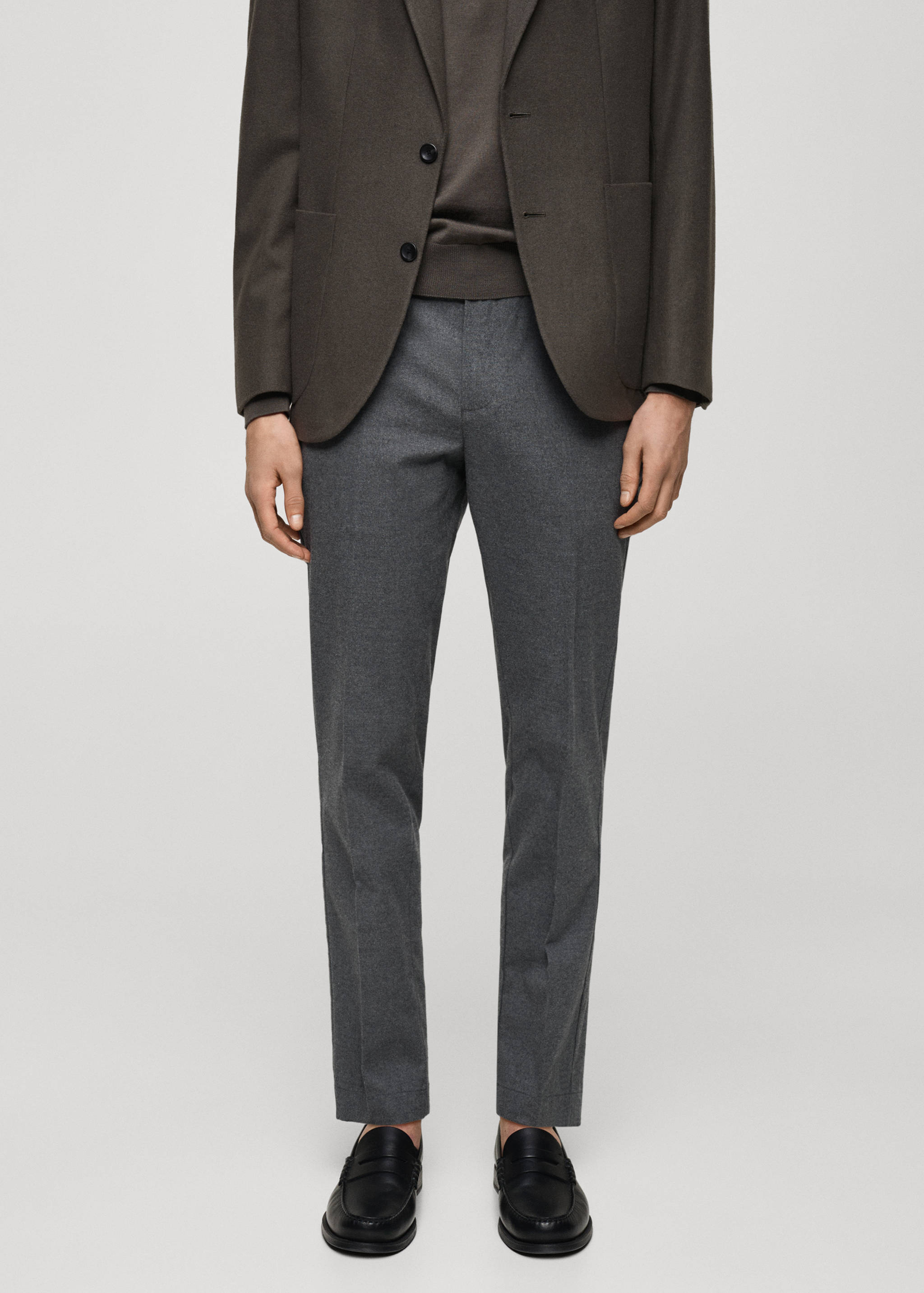 Regular-fit flannel trousers - Medium plane