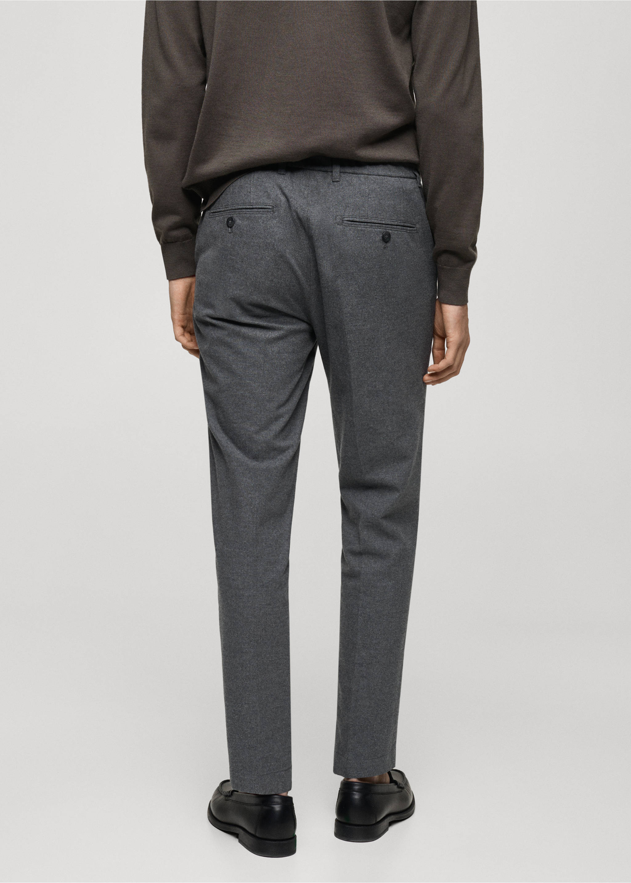 Regular-fit flannel trousers - Reverse of the article, Light Heather Grey. Ref: 87020253-00.