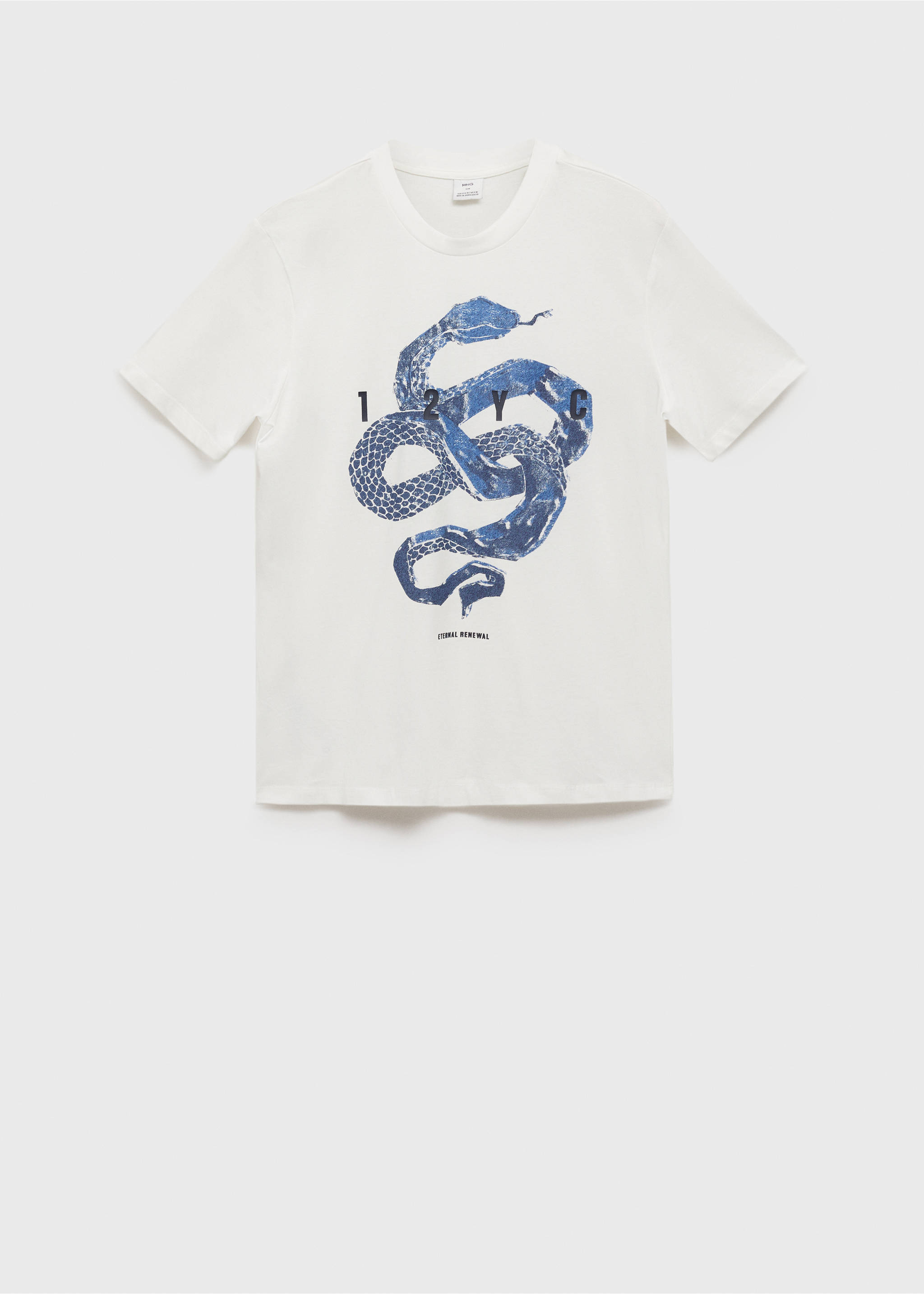 T-Shirt aus 100 % Baumwolle mit grafischem Muster vorne - Artikel ohne Model, Weiß. Ref: 87020256-00.