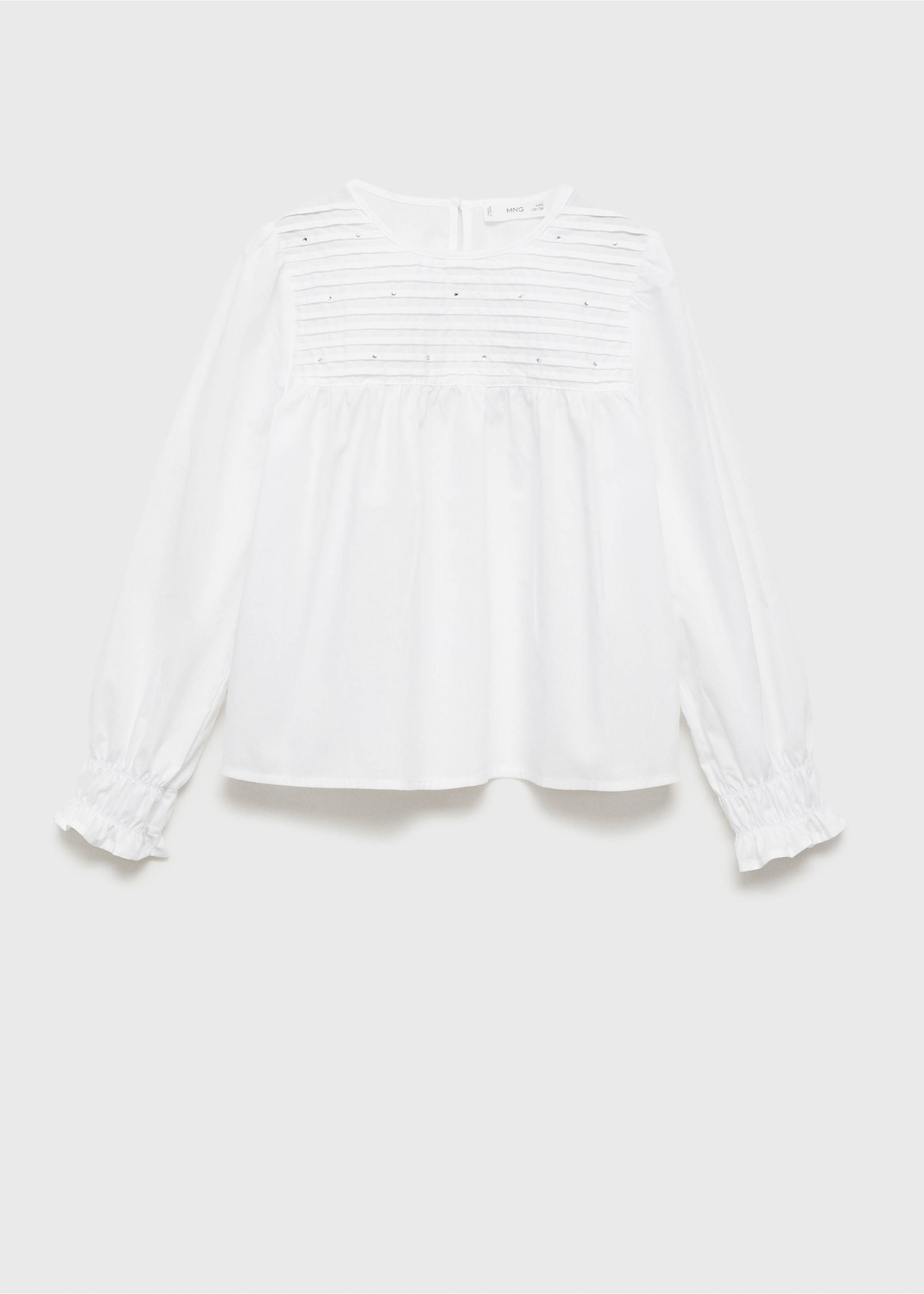 Blouse plissée strass - Article sans modèle, Blanc. Ref: 87020257-00.