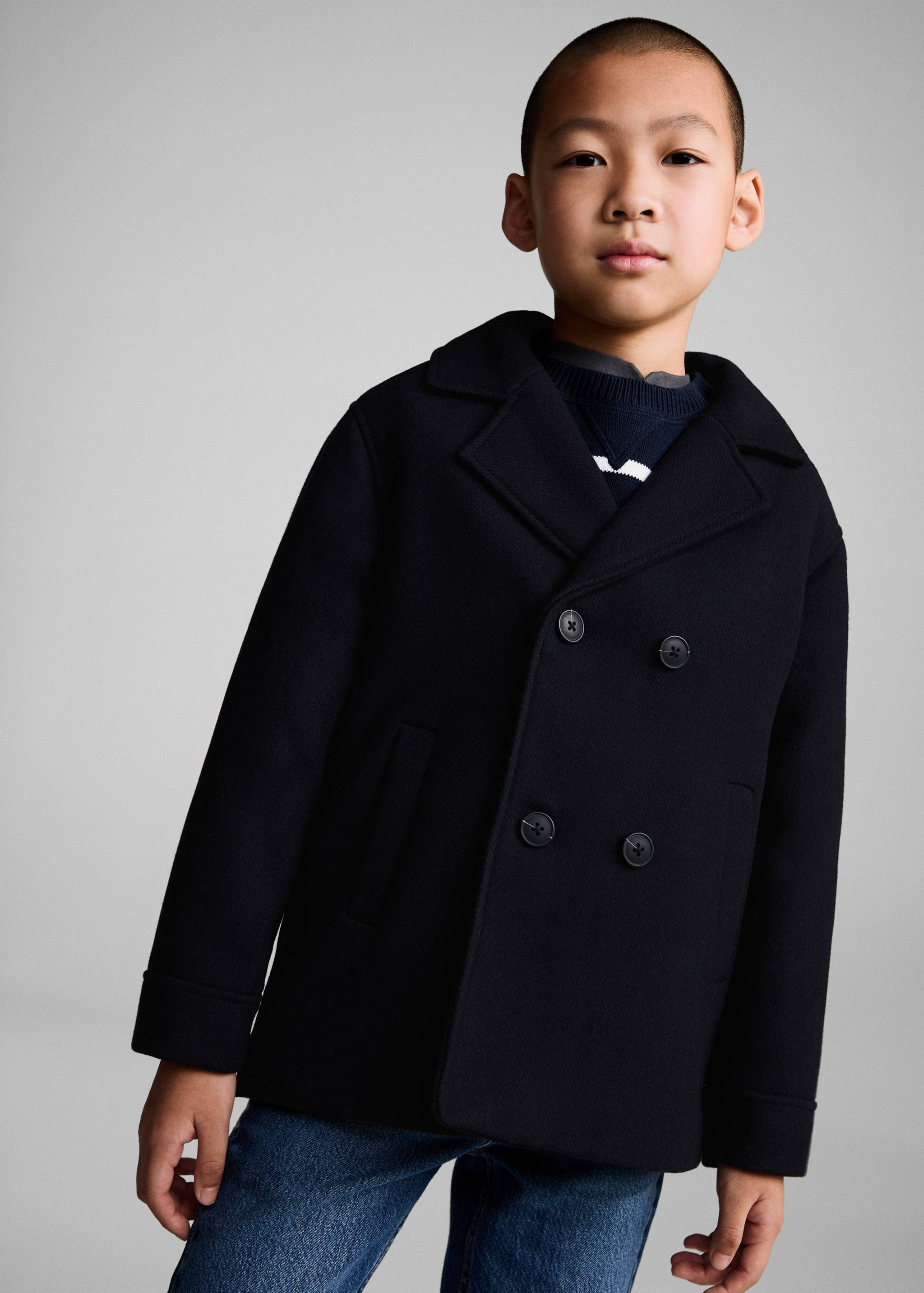 Buttoned wool coat - Medium plane