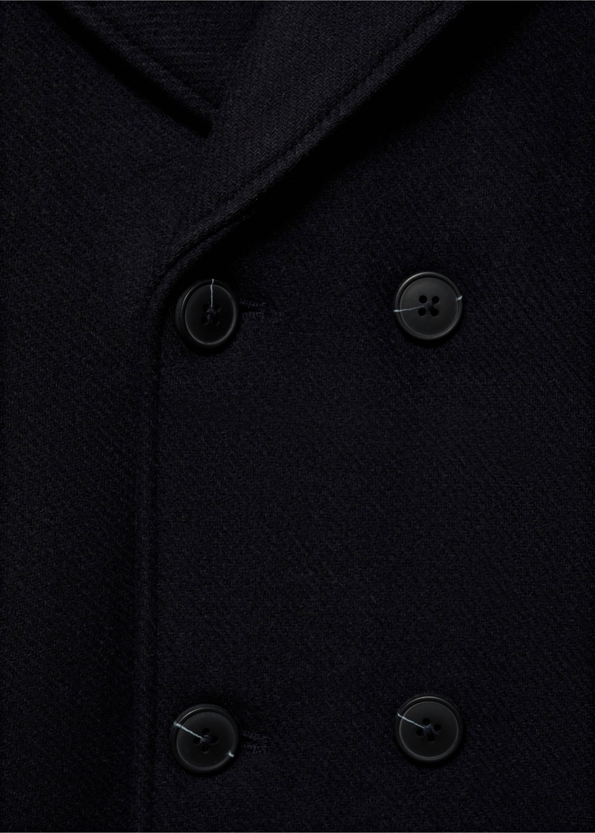 Buttoned wool coat - Details of the article 0, Dark Navy. Ref: 87020288-00.